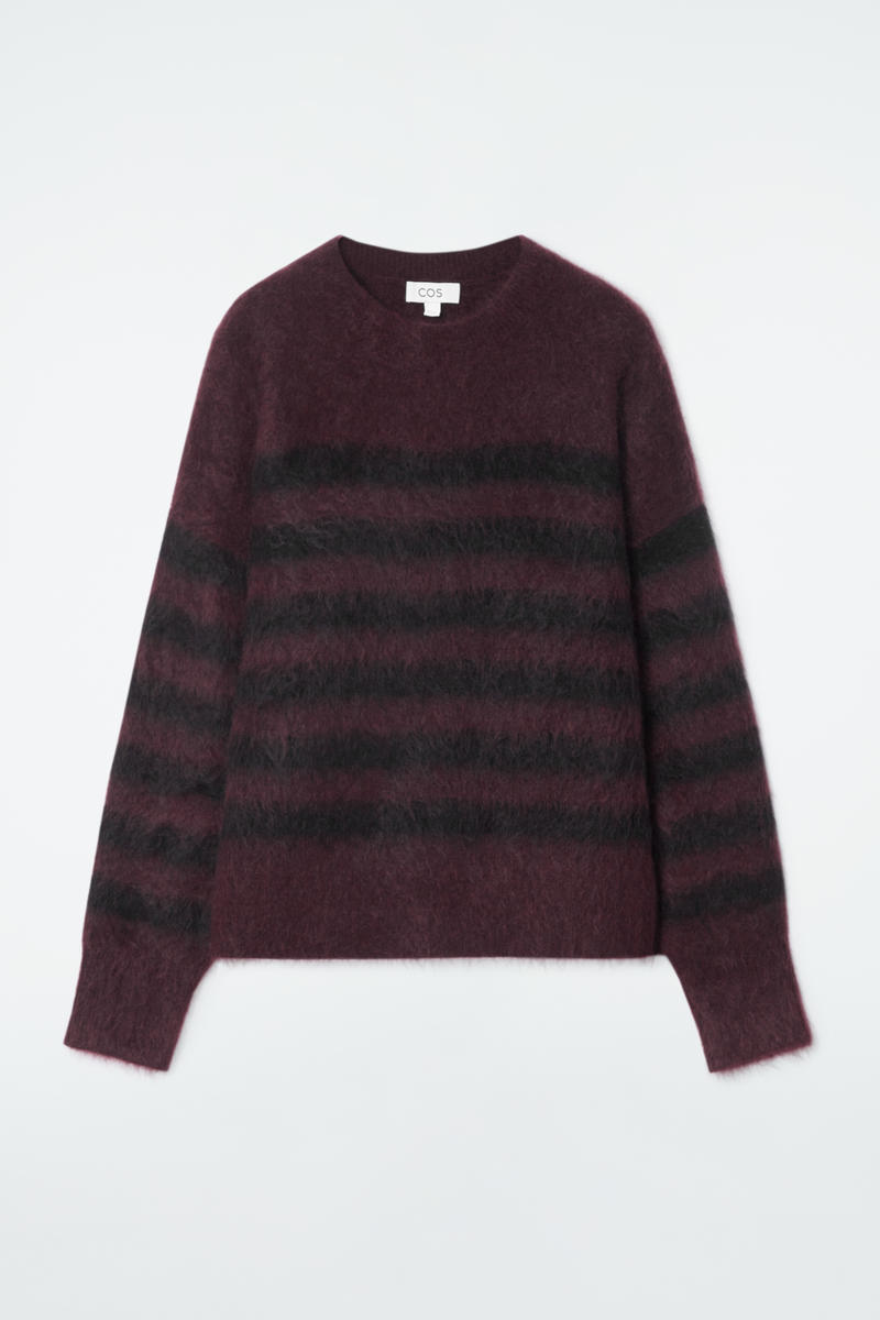 Cos Striped Brushed-mohair Crew-neck Jumper In Multicolor