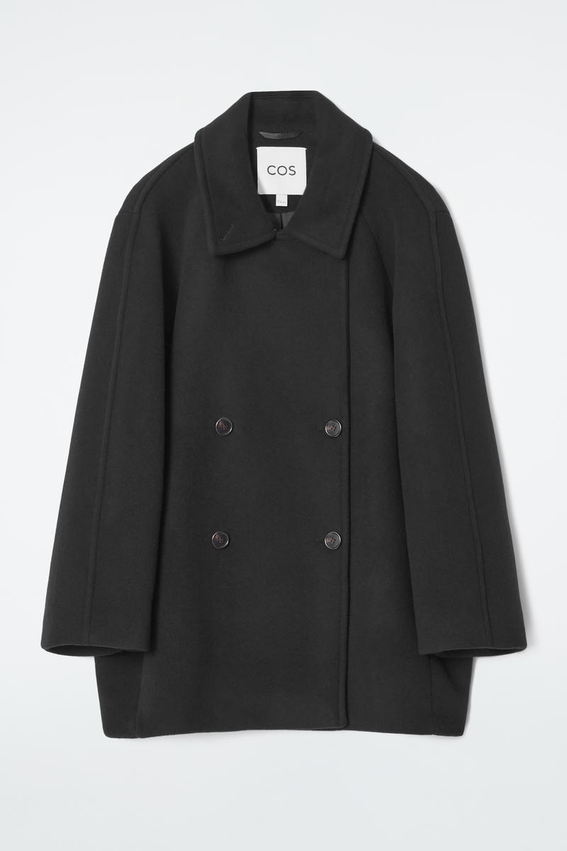 Oversized Double-Breasted Wool Pea Coat