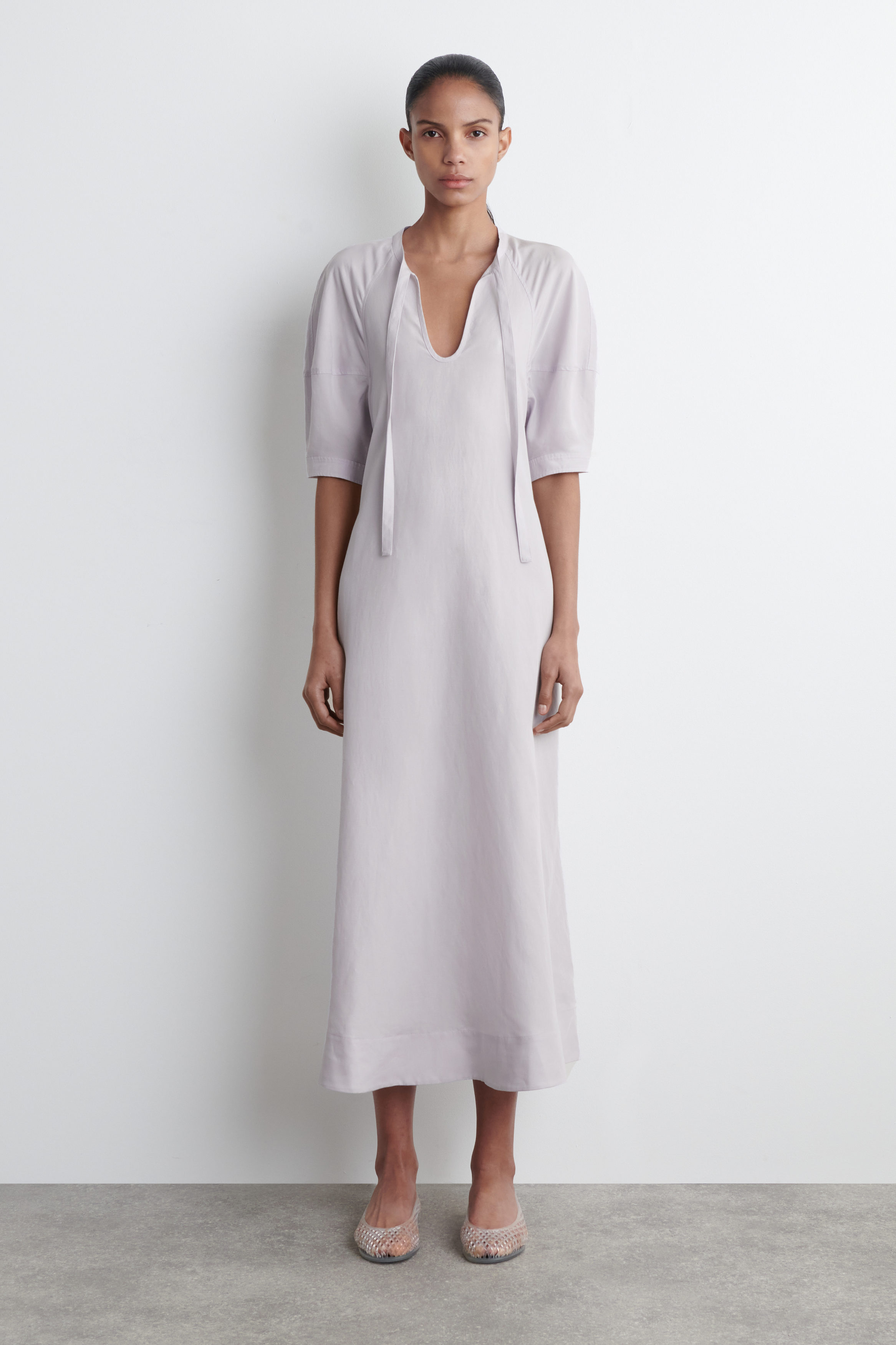 TIE-DETAIL MIDI DRESS - LILAC | COS