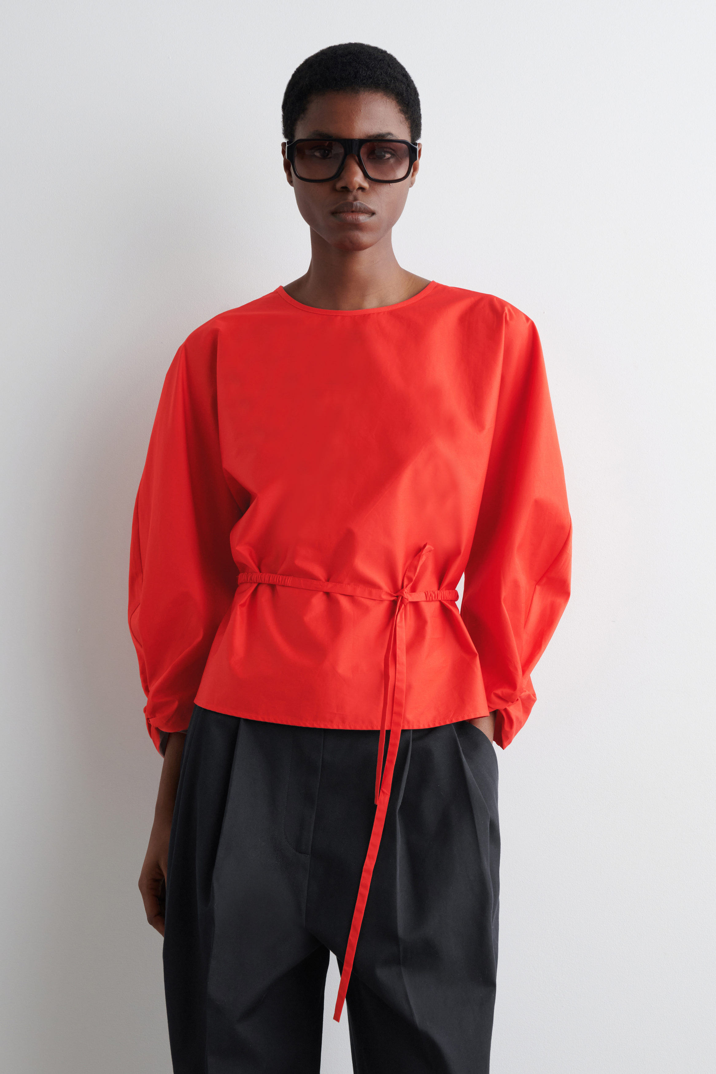 DRAWSTRING PEPLUM BLOUSE - RED | COS