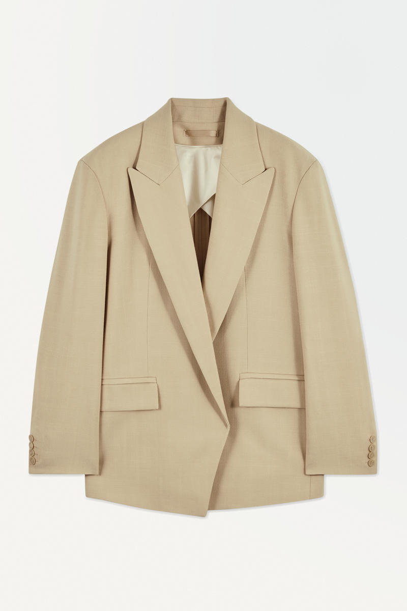 The Peak-Lapel Blazer in Beige