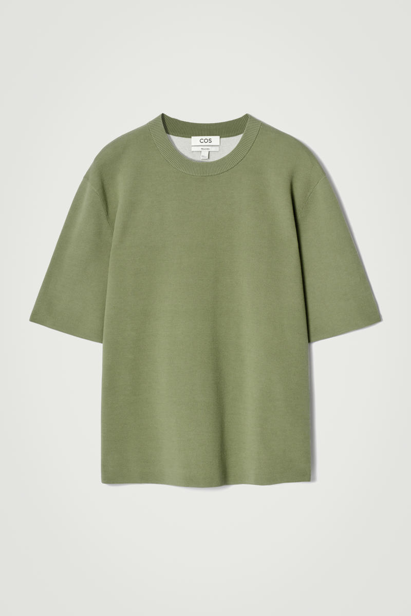 Relaxed Double-Faced Knit T-Shirt in Green
