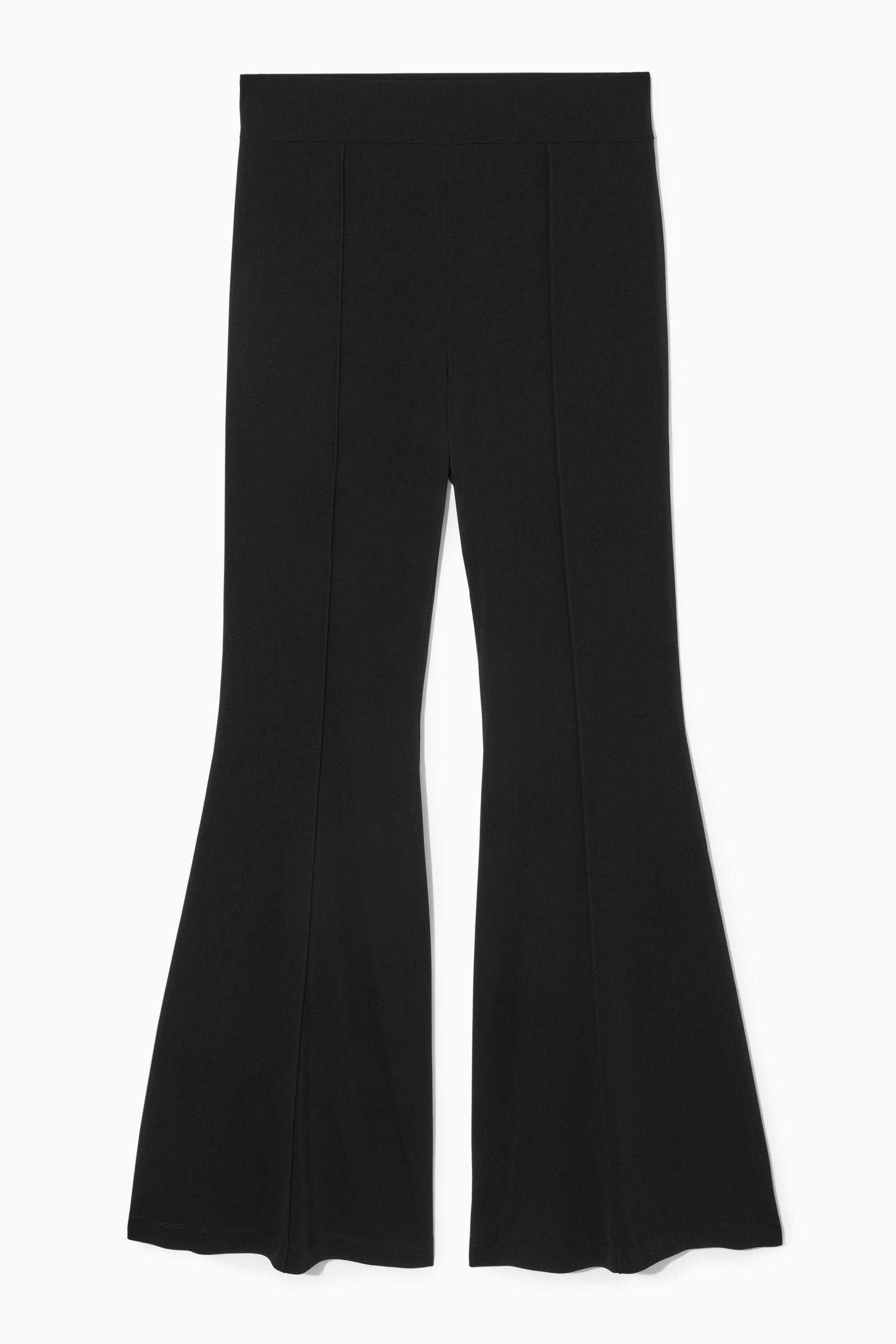 PINTUCKED FLARED TROUSERS - BLACK