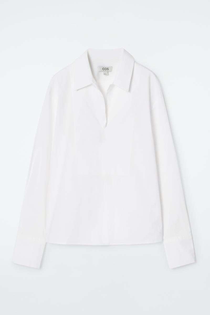 Bib-Collar Poplin Shirt