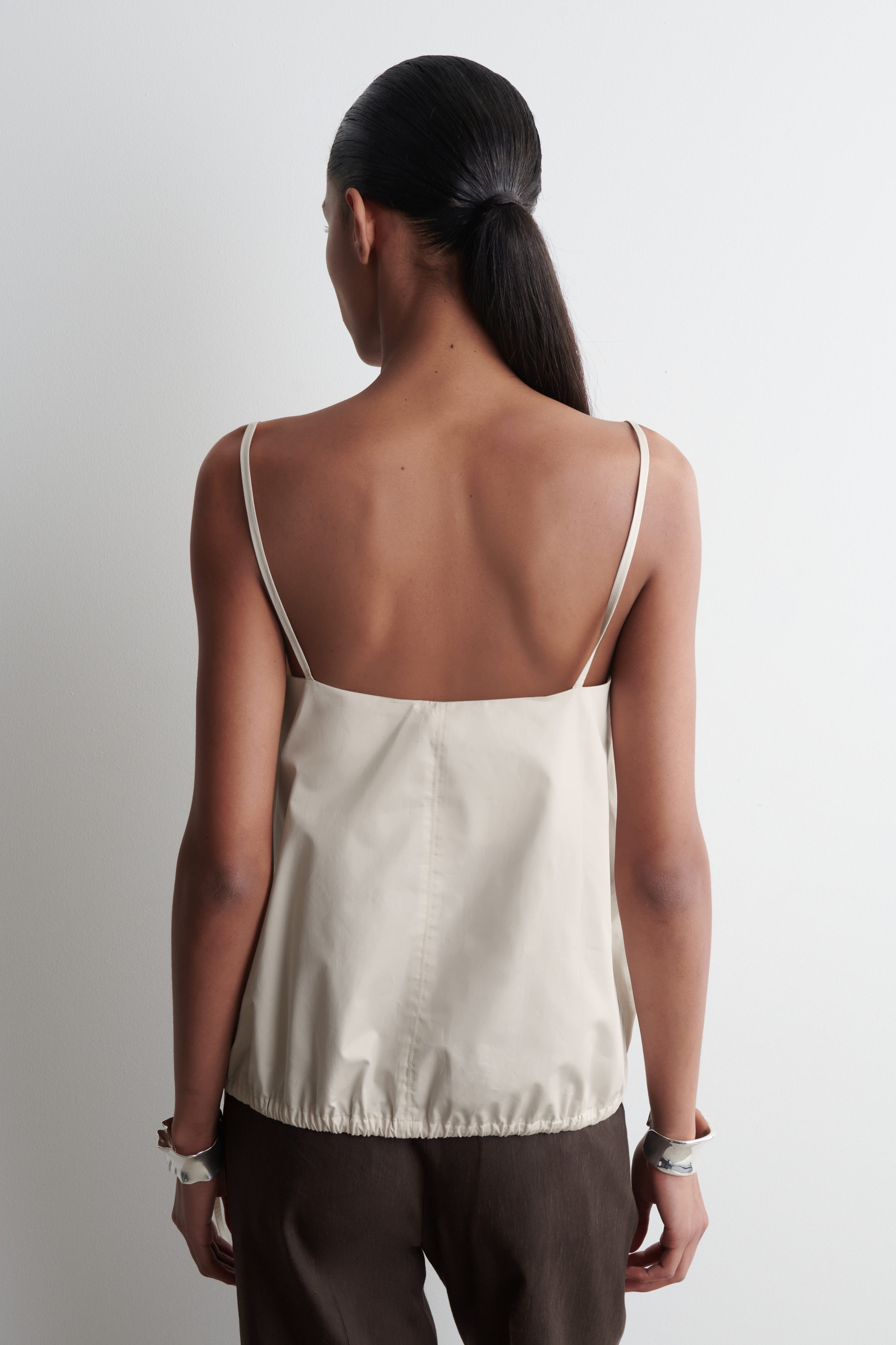 épine lace cotton panier white TIE-DETAIL COTTON TOP - ECRU | COS
