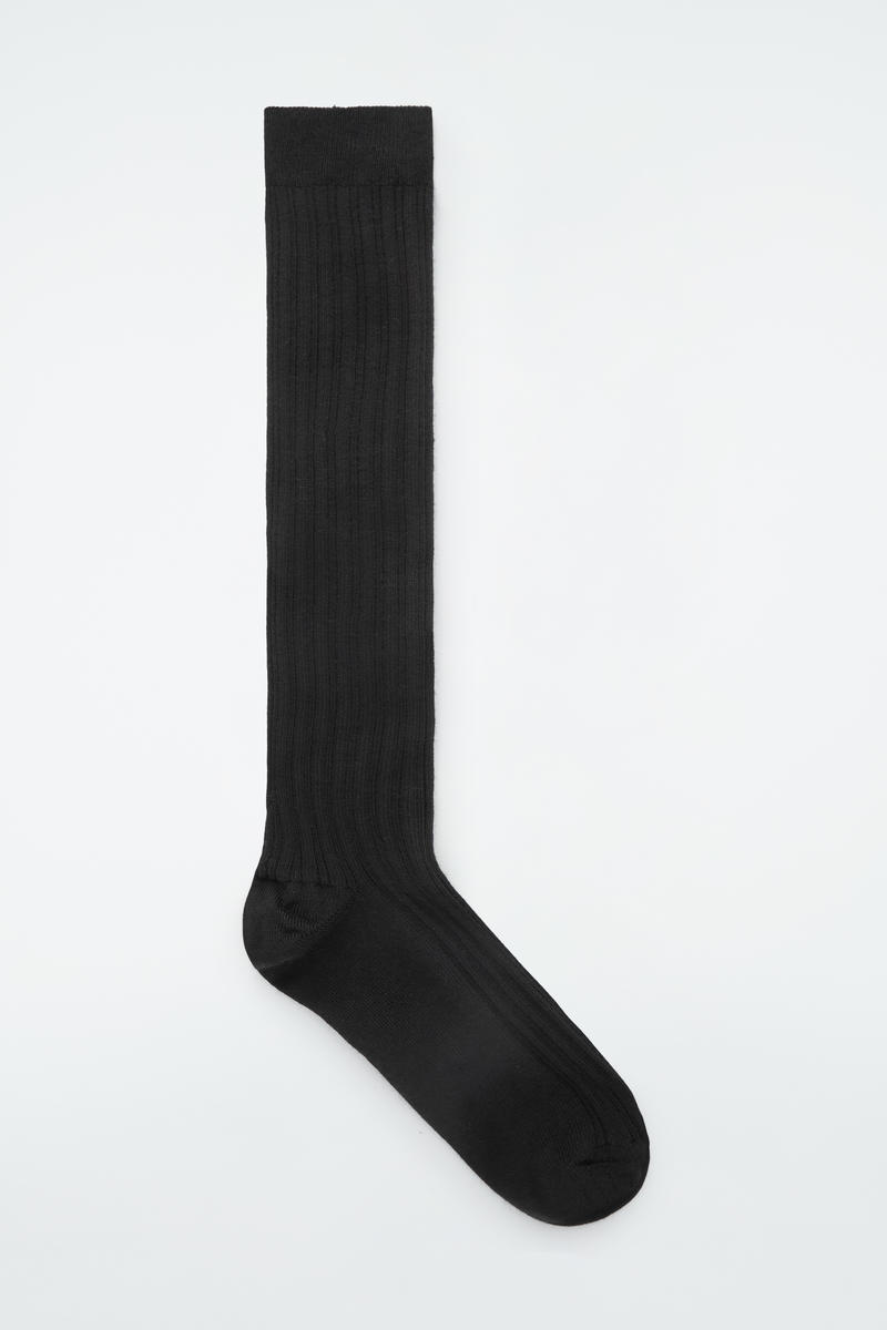 Ribbed Merino Wool Knee Socks