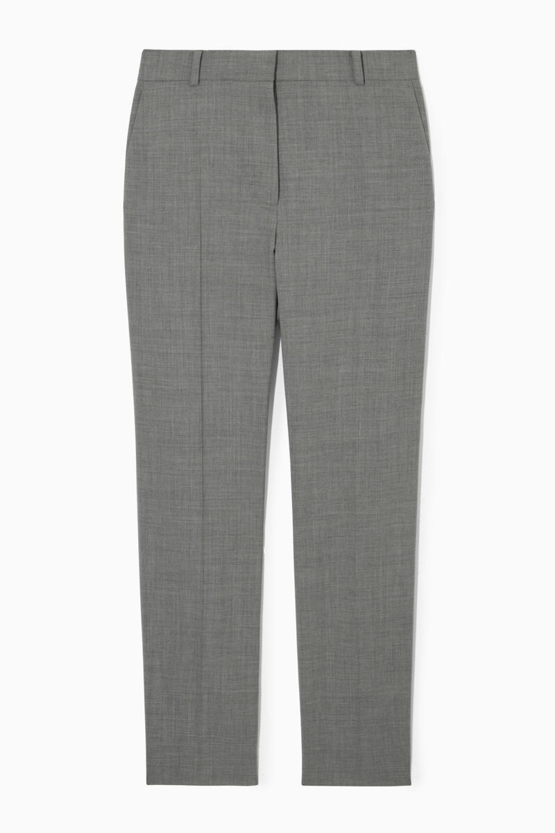 Tailored Straight-Leg Wool Trousers in Grey