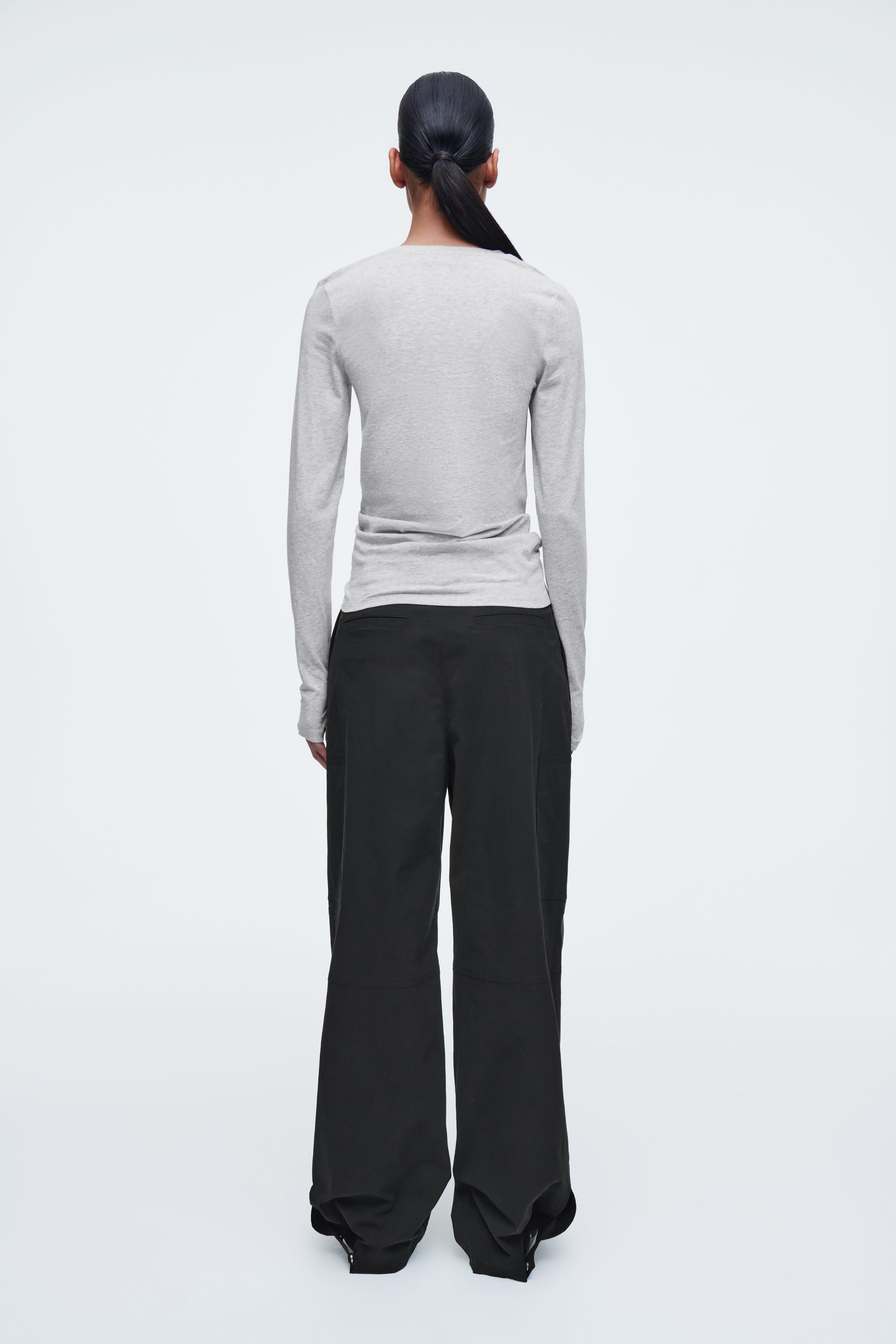 ★SIO★COLLAR LONG SLEEVE TOP [GREY]★正規品/韓国送料込 Womens Lightweight Long-Sleeve, Knitted Shirt Long Sleeve