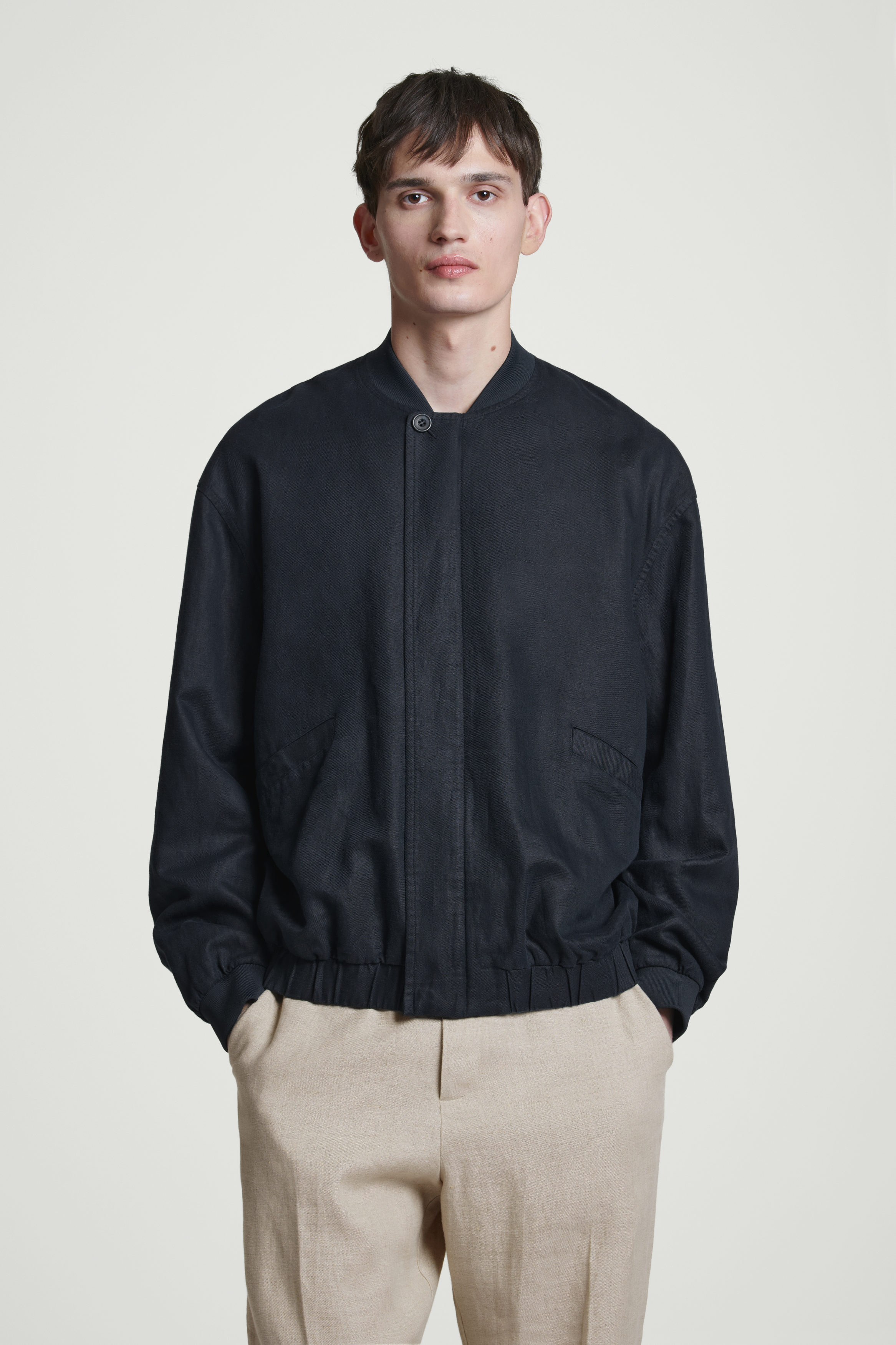 LINEN BOMBER JACKET - INDIGO | COS