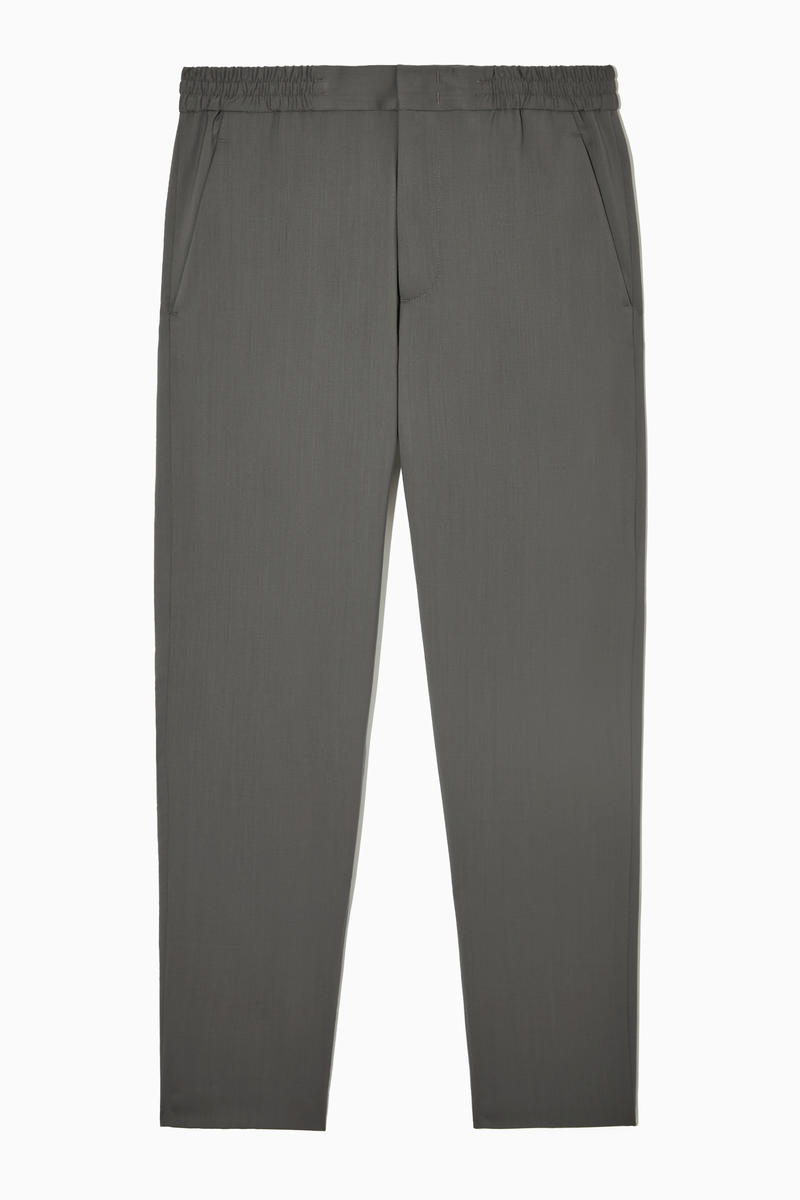 Regular-Fit Tapered Wool Trousers in Grey