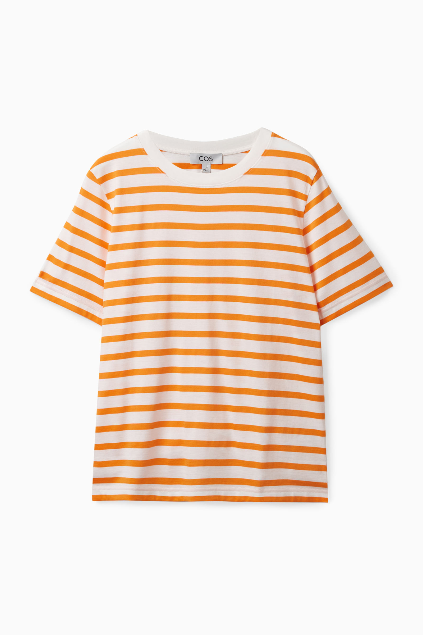 Regular fit t-shirt - ORANGE / CREAM / STRIPED - women | COS AU