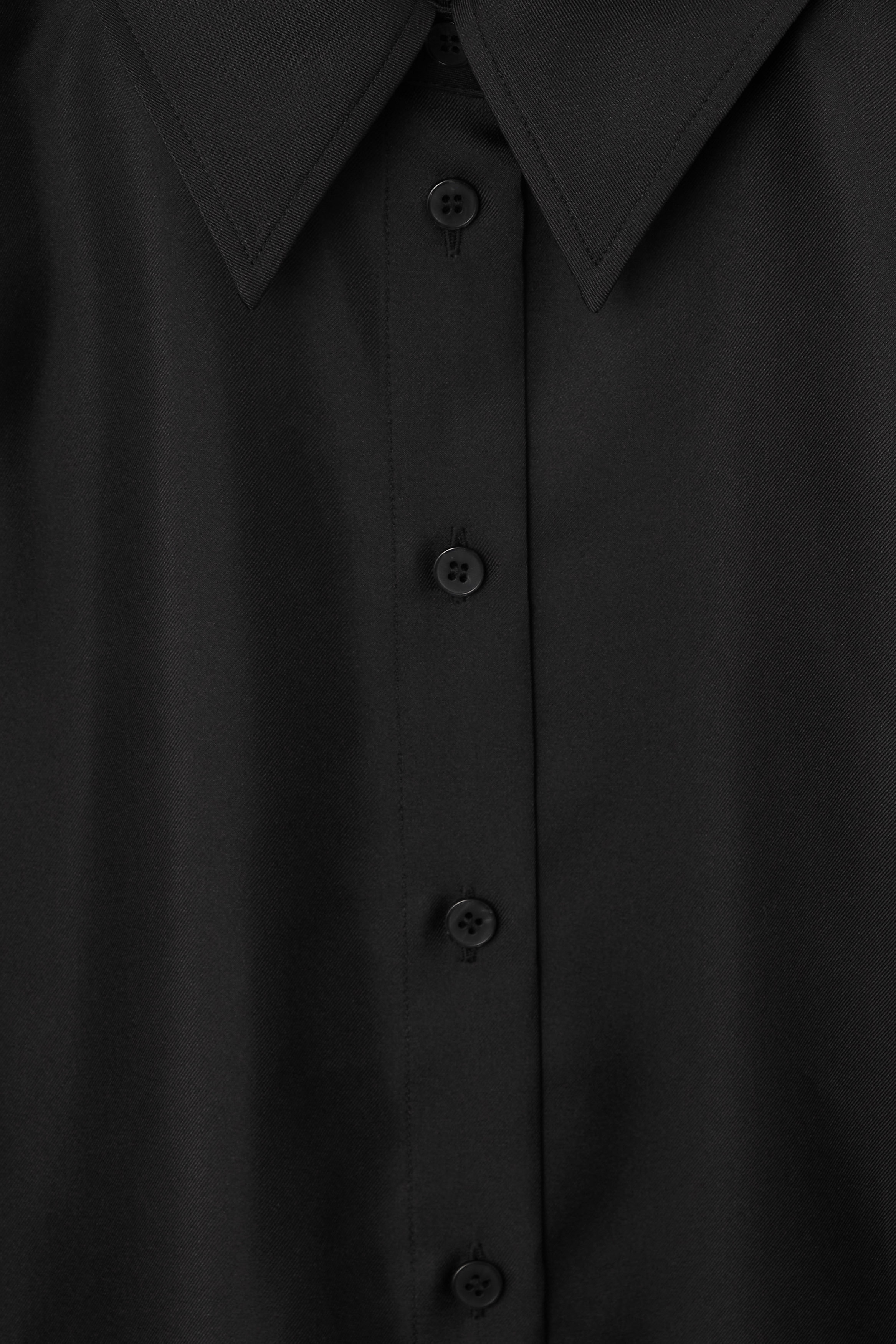OVERSIZED BATWING-SLEEVE SILK SHIRT - BLACK