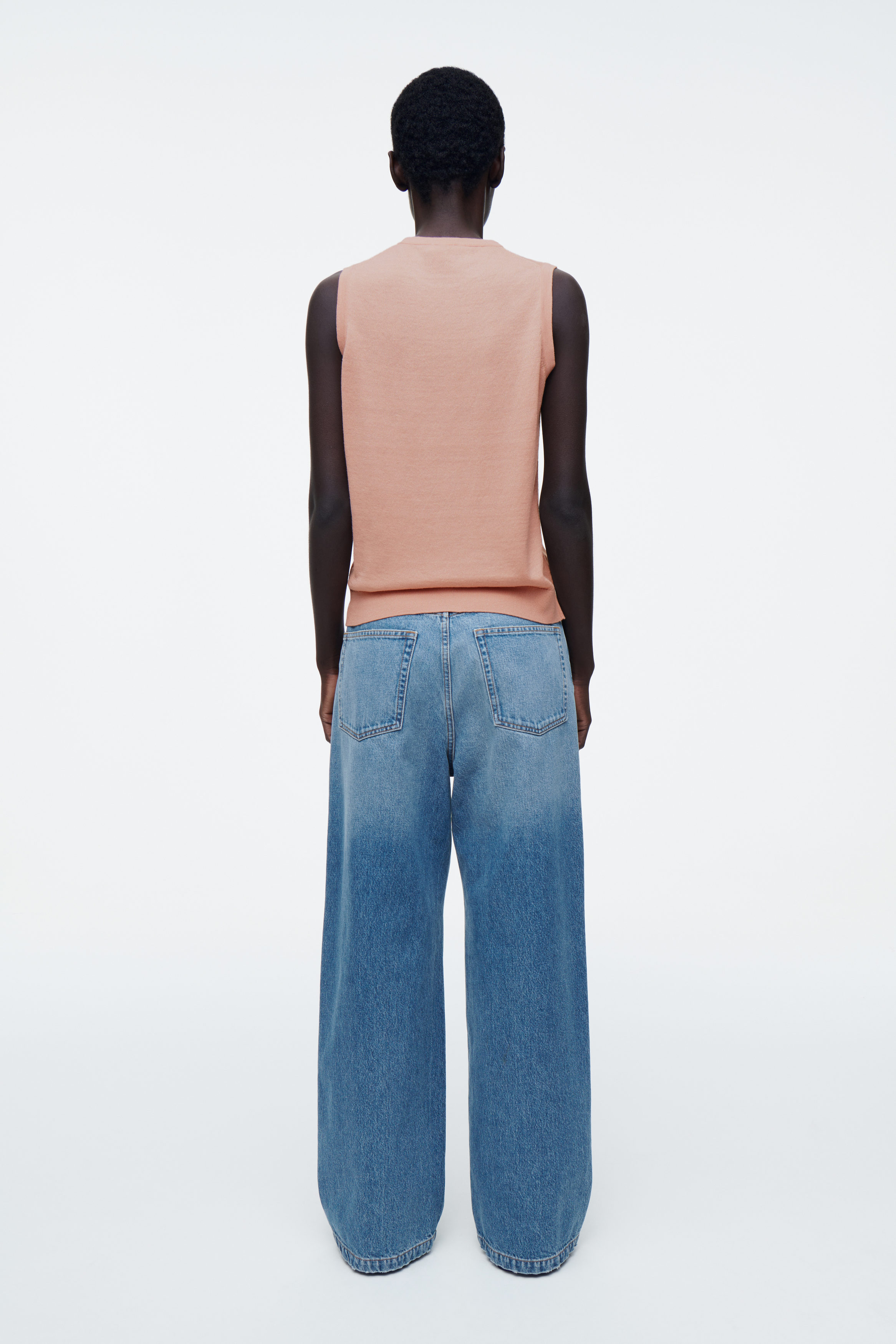 MERINO WOOL-LINEN BLEND TANK TOP - DUSTY PINK | COS