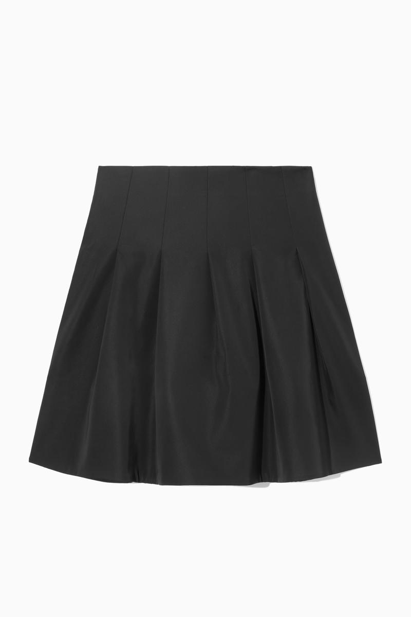 Voluminous Pleated Satin Mini Skirt