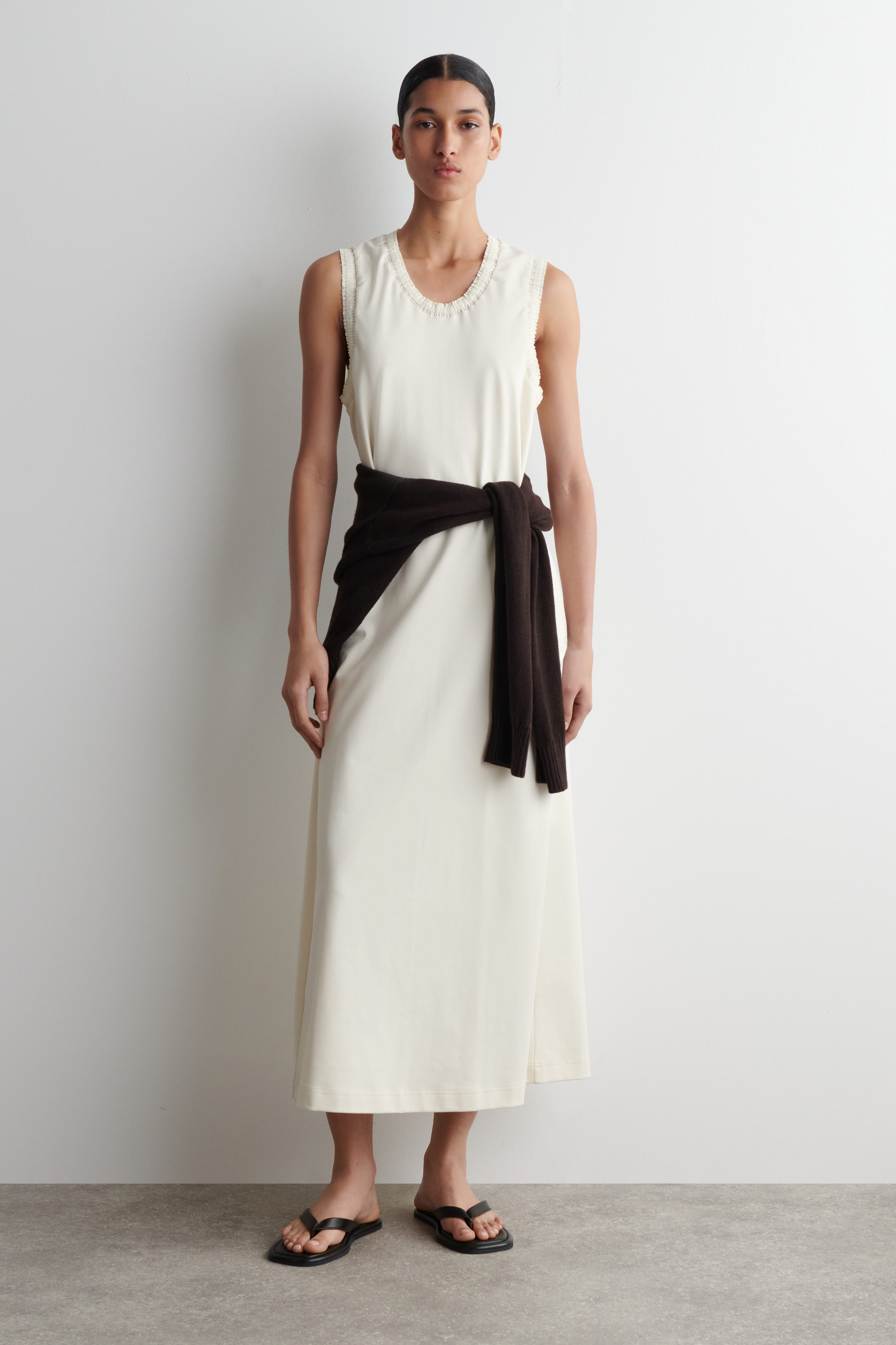 RUFFLED COTTON MIDI DRESS