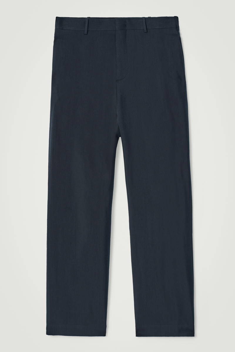 Relaxed Tailored Straight-Leg Trousers in Navy