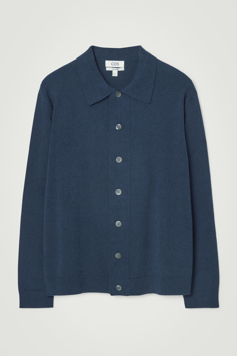 Knitted Textured Overshirt in Blue