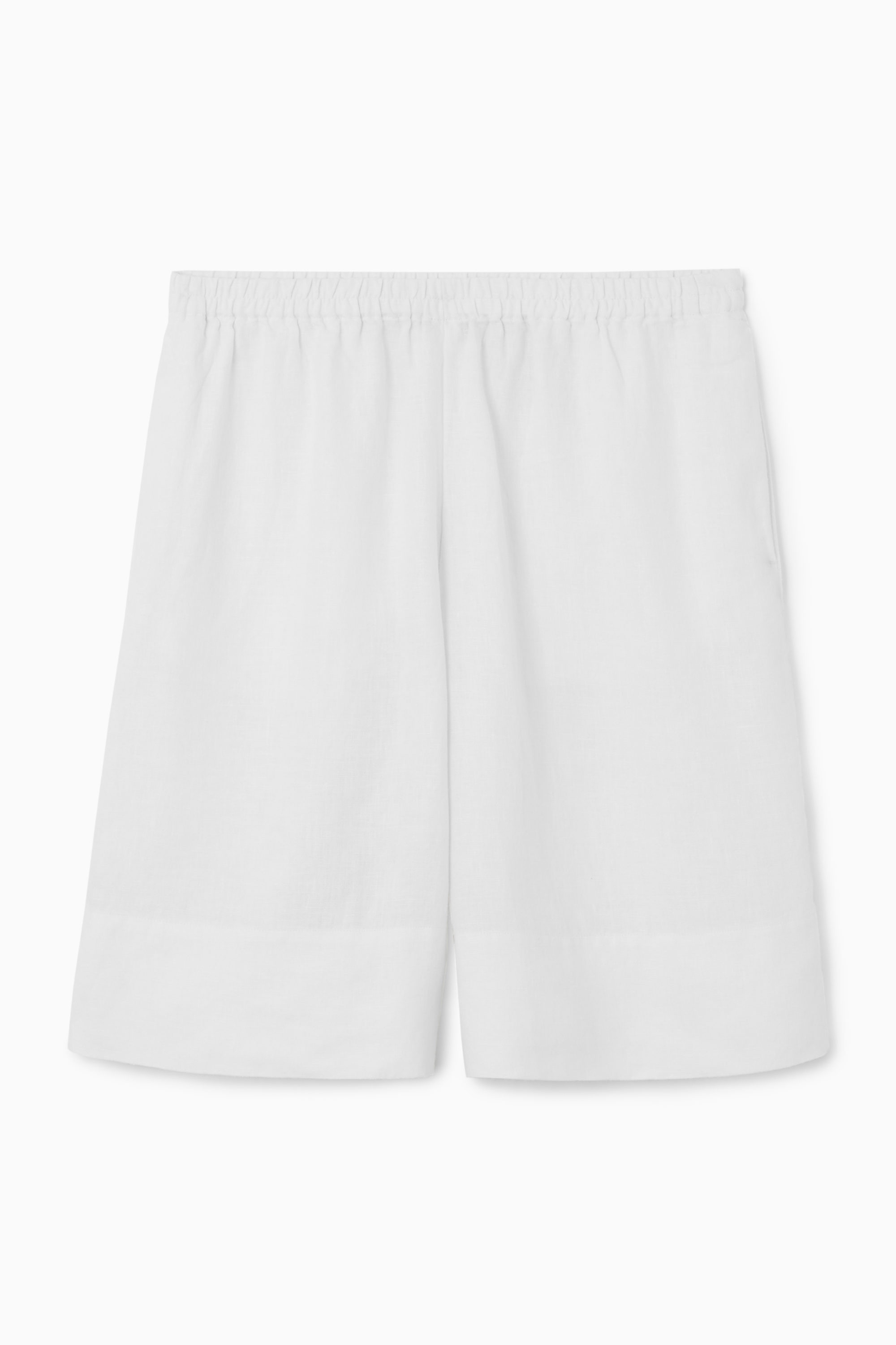 ELASTICATED LINEN SHORTS - WHITE | COS
