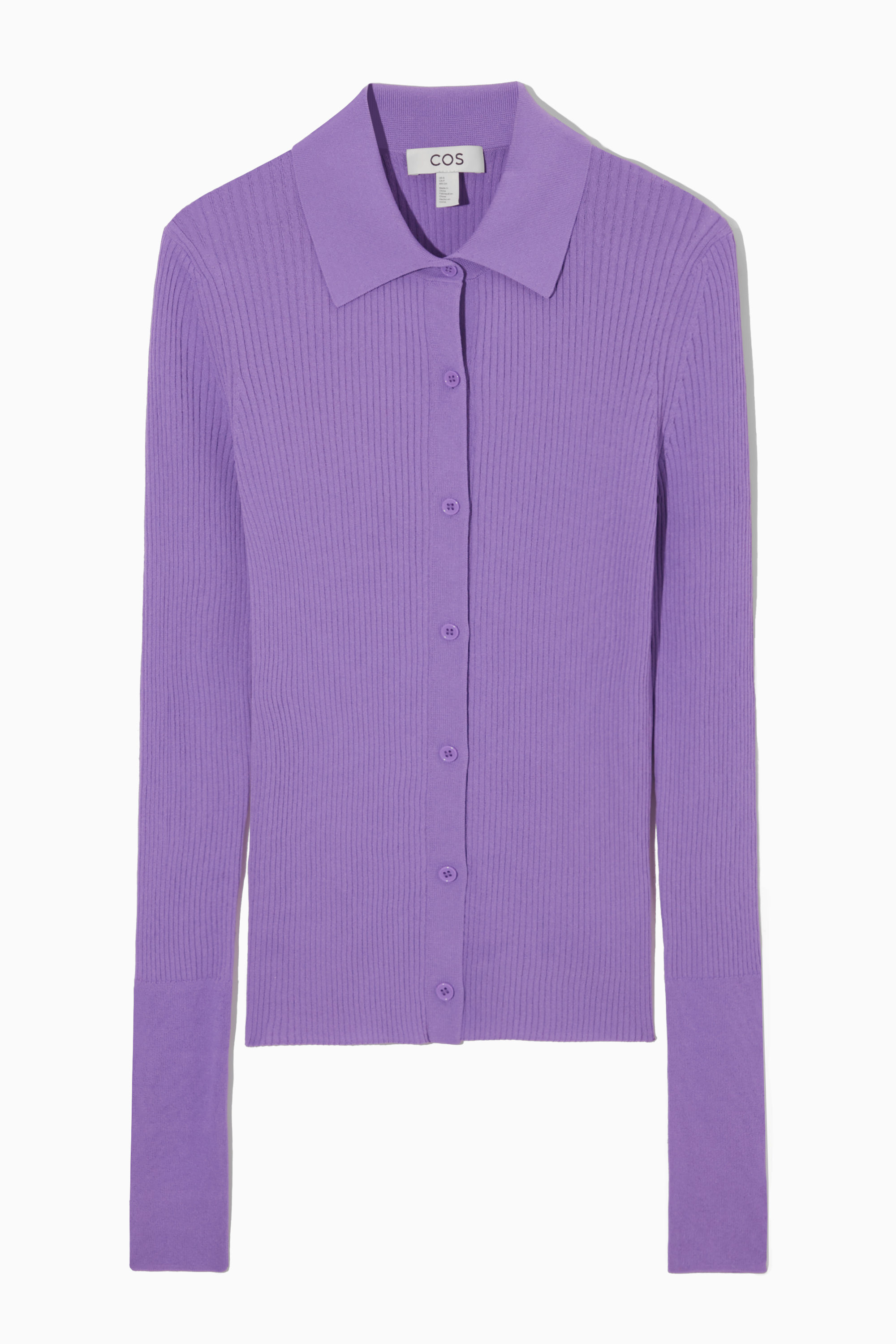 Ribbed slit-cuff cardigan - PURPLE - women | COS AU