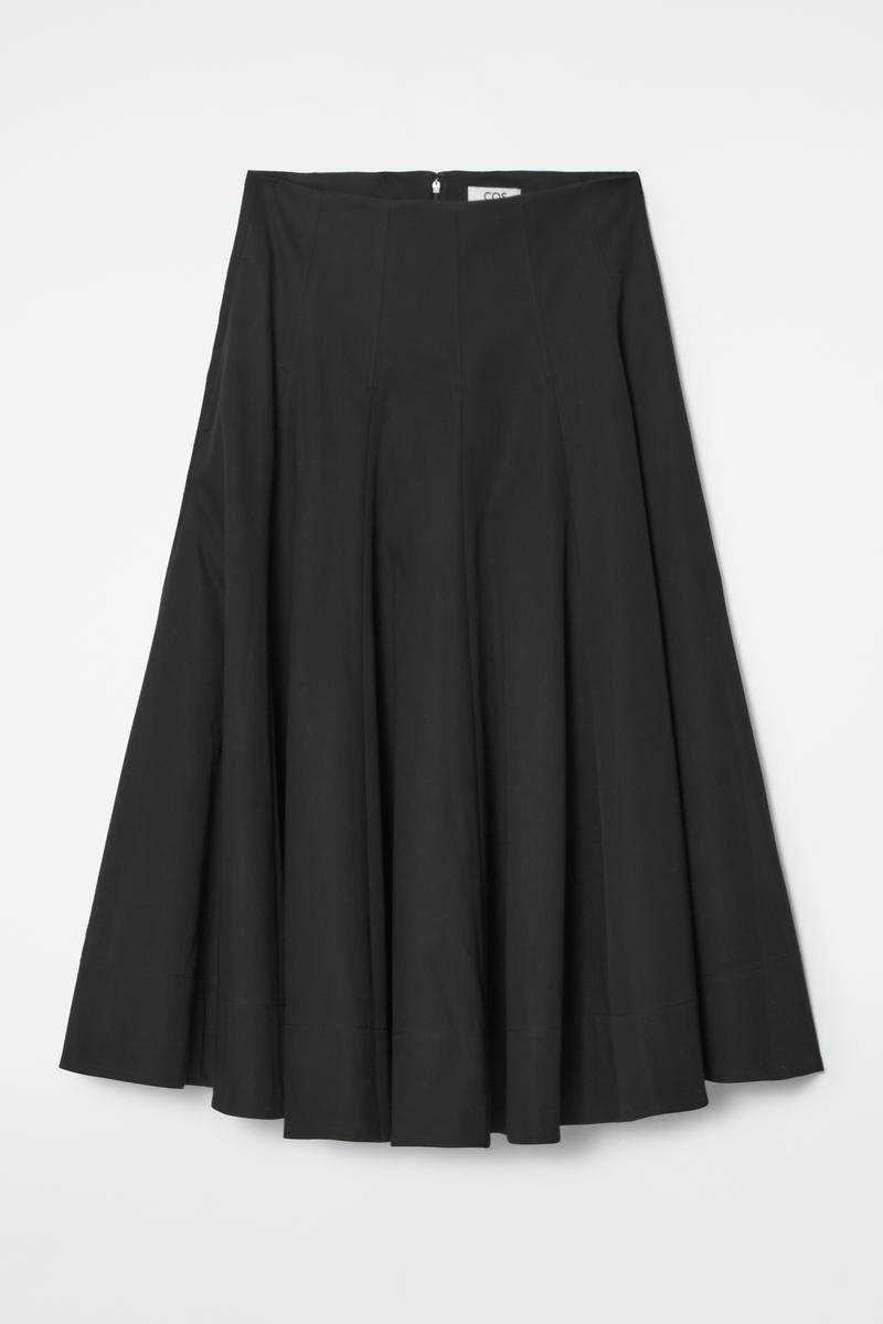 Voluminous A-Line Cotton Midi Skirt