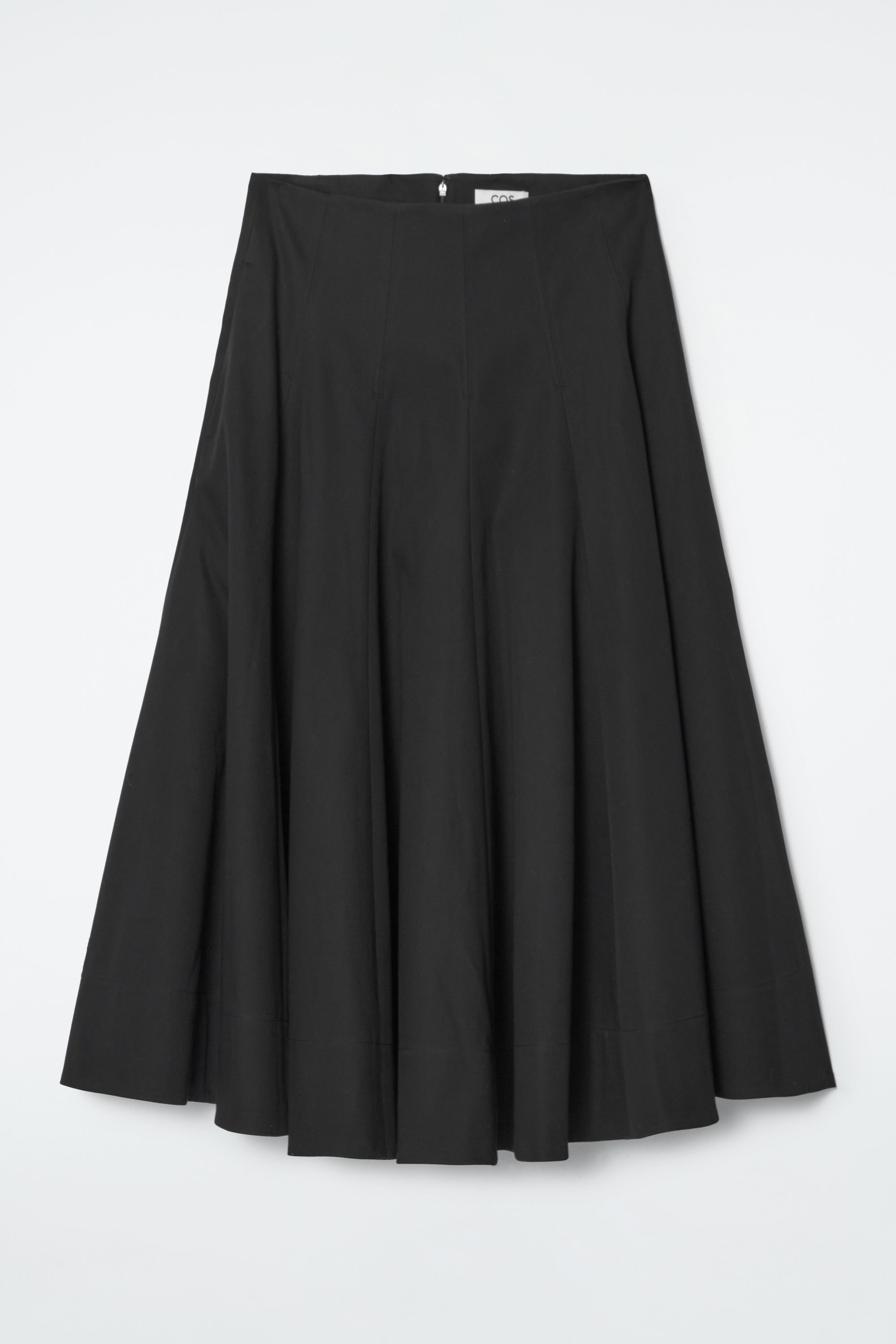 VOLUMINOUS A-LINE COTTON MIDI SKIRT - BLACK | COS