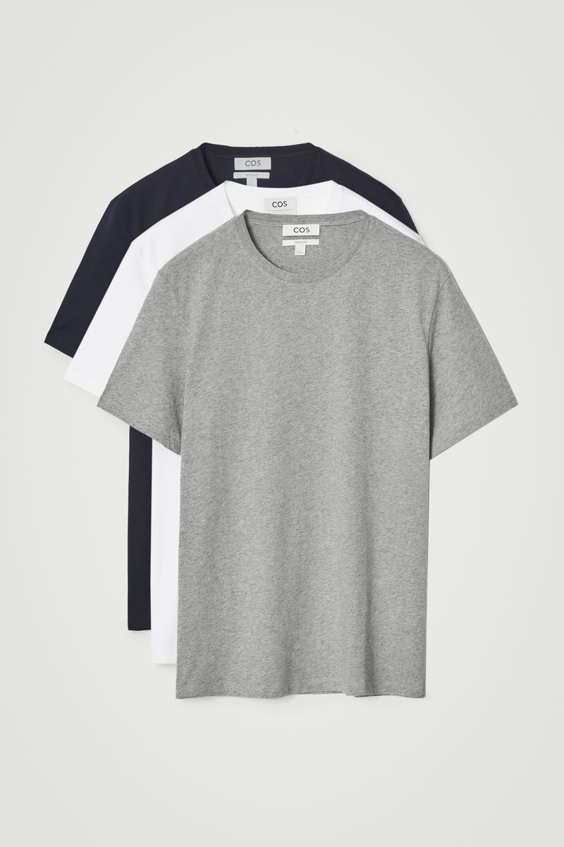 3-Pack Regular Cotton T-Shirts in Navy