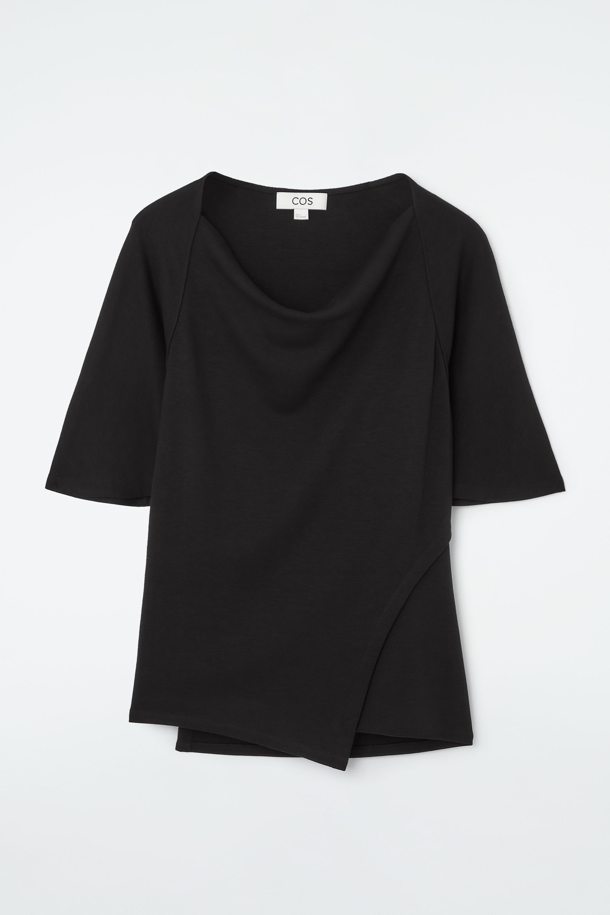 ASYMMETRIC COWL-NECK T-SHIRT - BLACK | COS