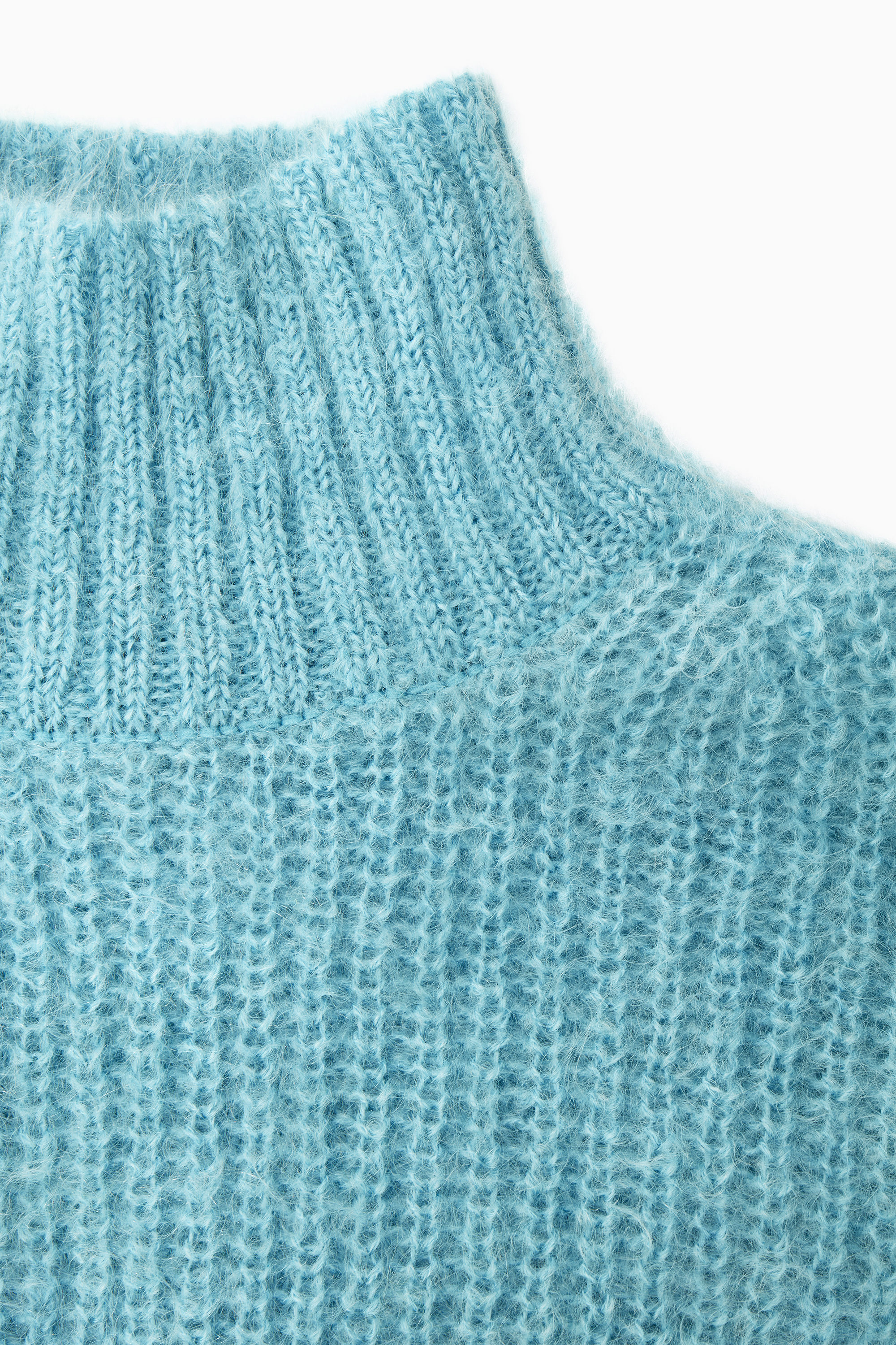 FUNNEL-NECK MOHAIR TUNIC - LIGHT TURQUOISE FUNNEL-NECK MOHAIR TUNIC - LIGHT TURQUOISE