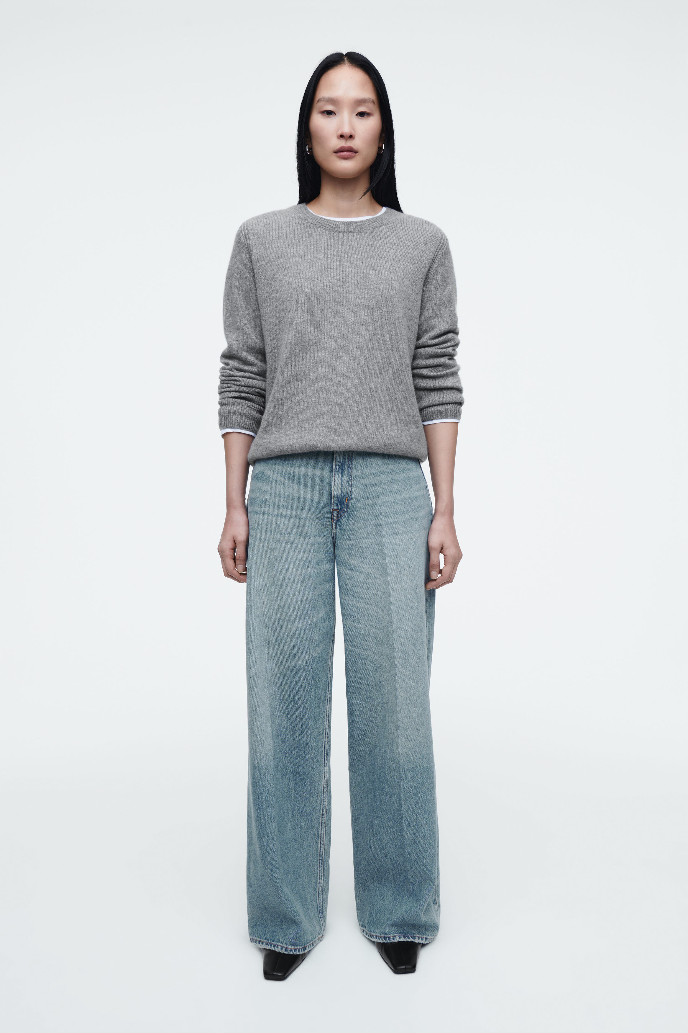 BELTED DOUBLE-FACED WOOL COAT - GREY | COS