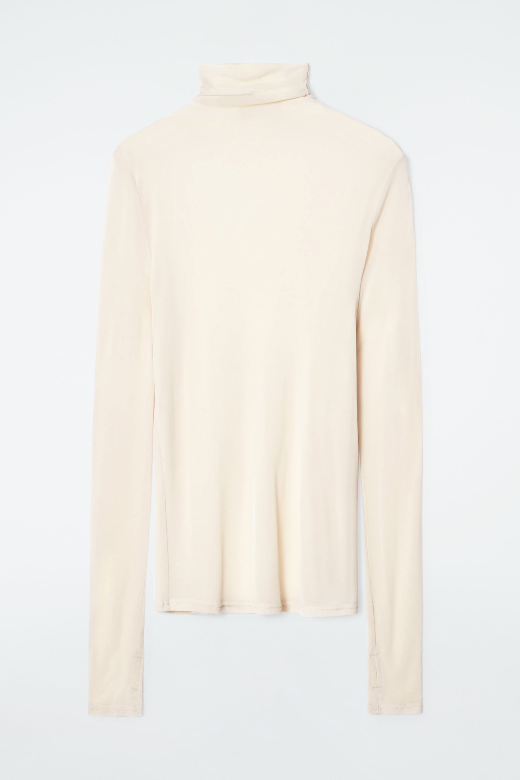 SLIM SILK TURTLENECK TOP - OFF-WHITE