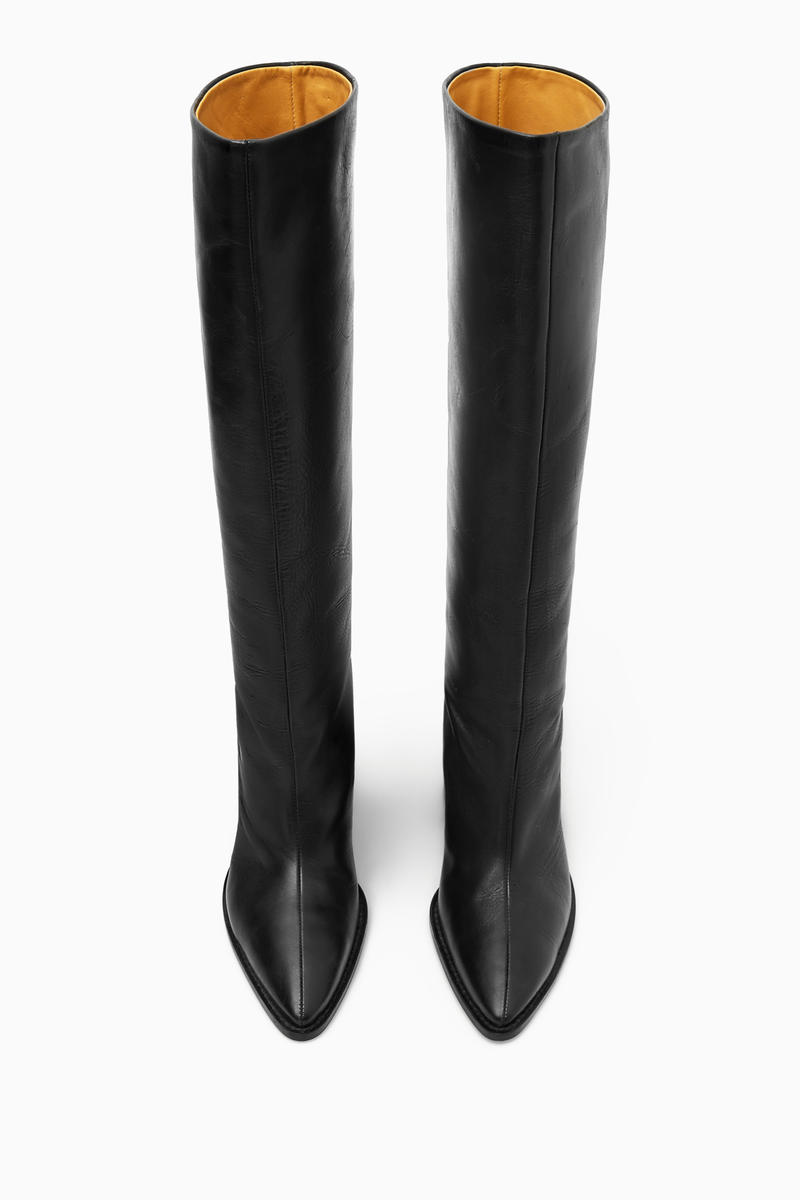 Knee-High Pointed Leather Boots