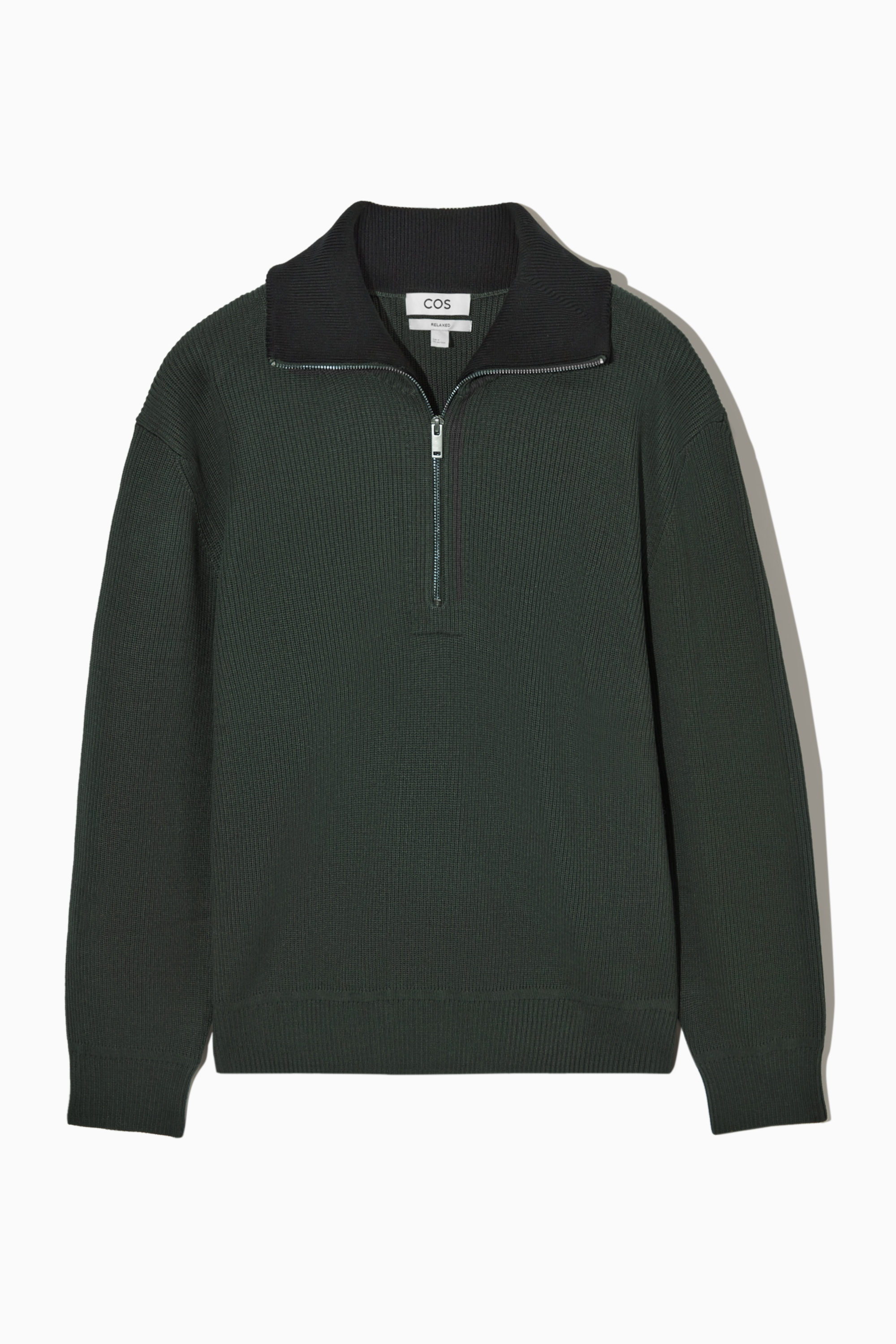 COTTON RIBBED KNIT HALF ZIP JUMPER