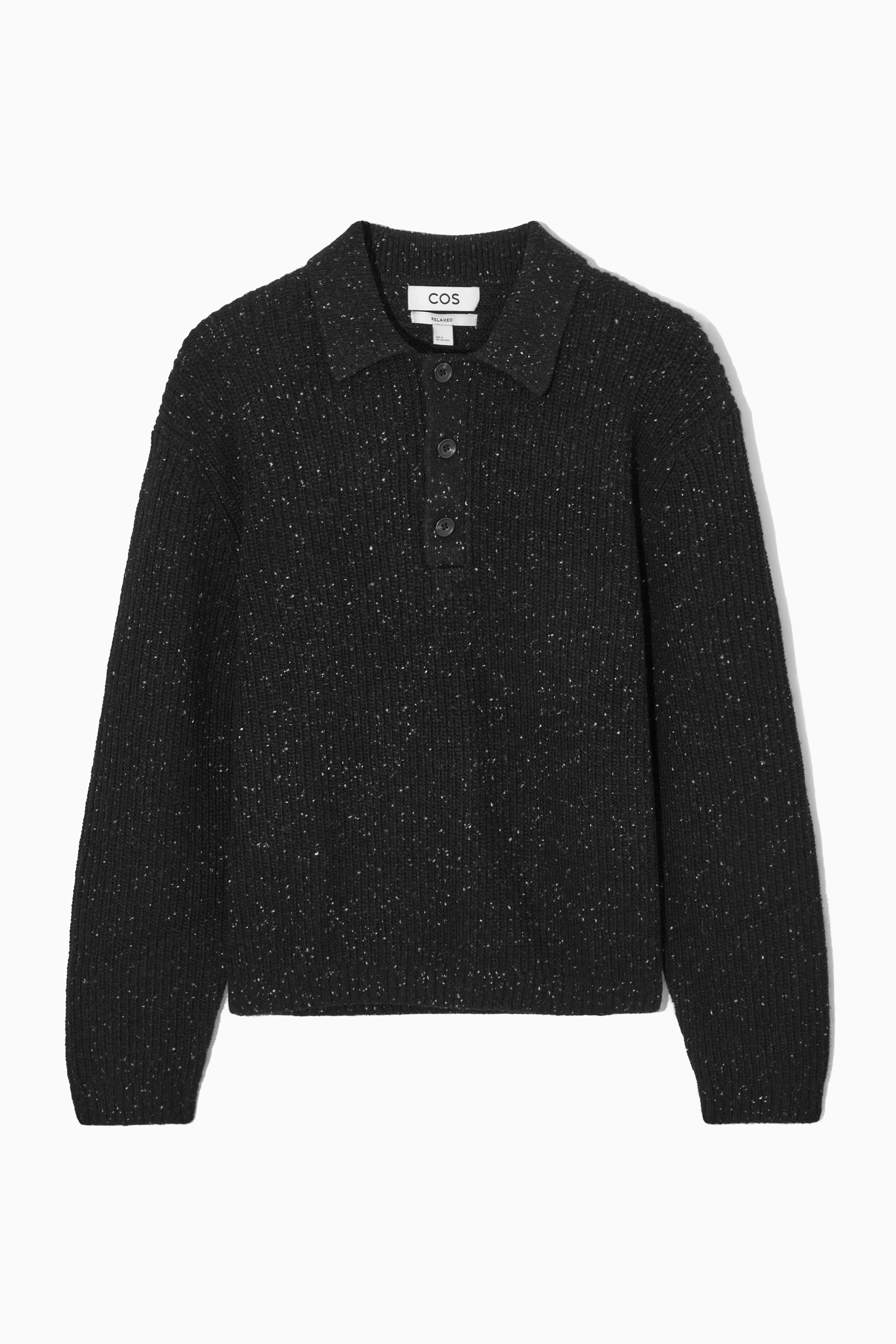 FASHIRU wool blend polo knit sweater 黒