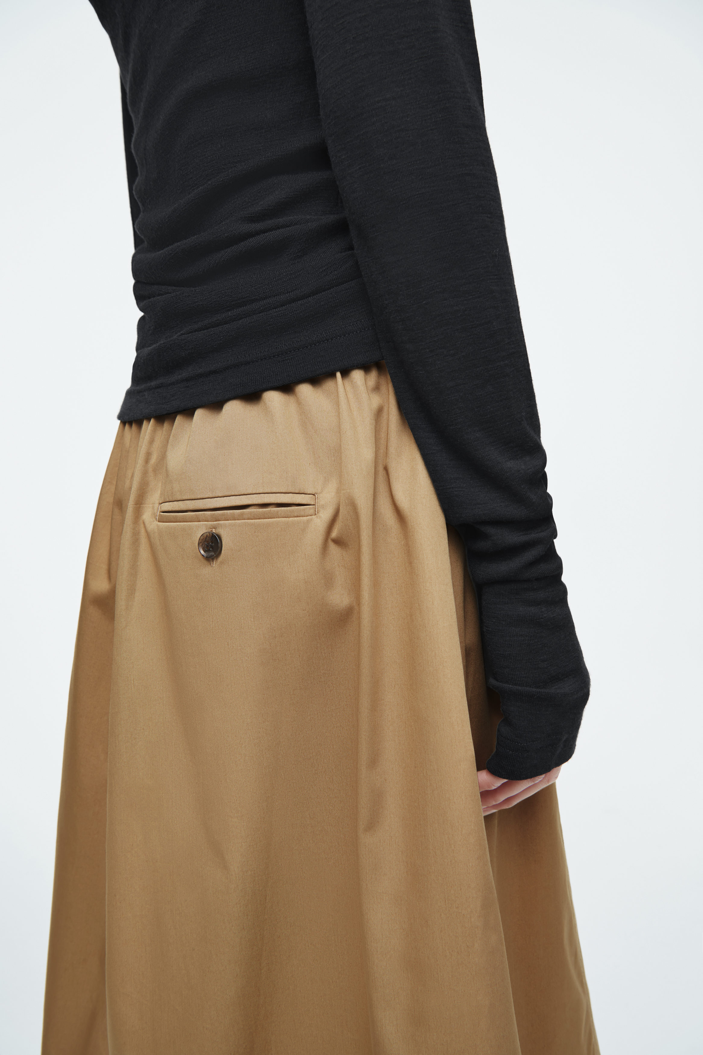 beige drawstring skirt