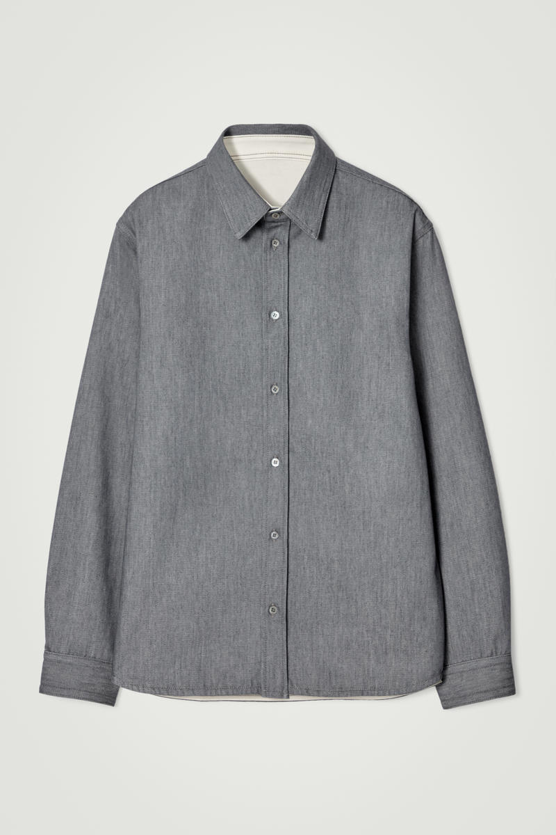 Relaxed Denim Overshirt in Grey