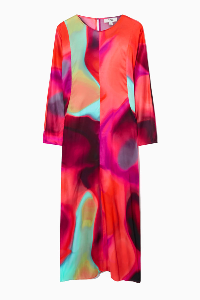 Printed Dolman-Sleeve Maxi Dress