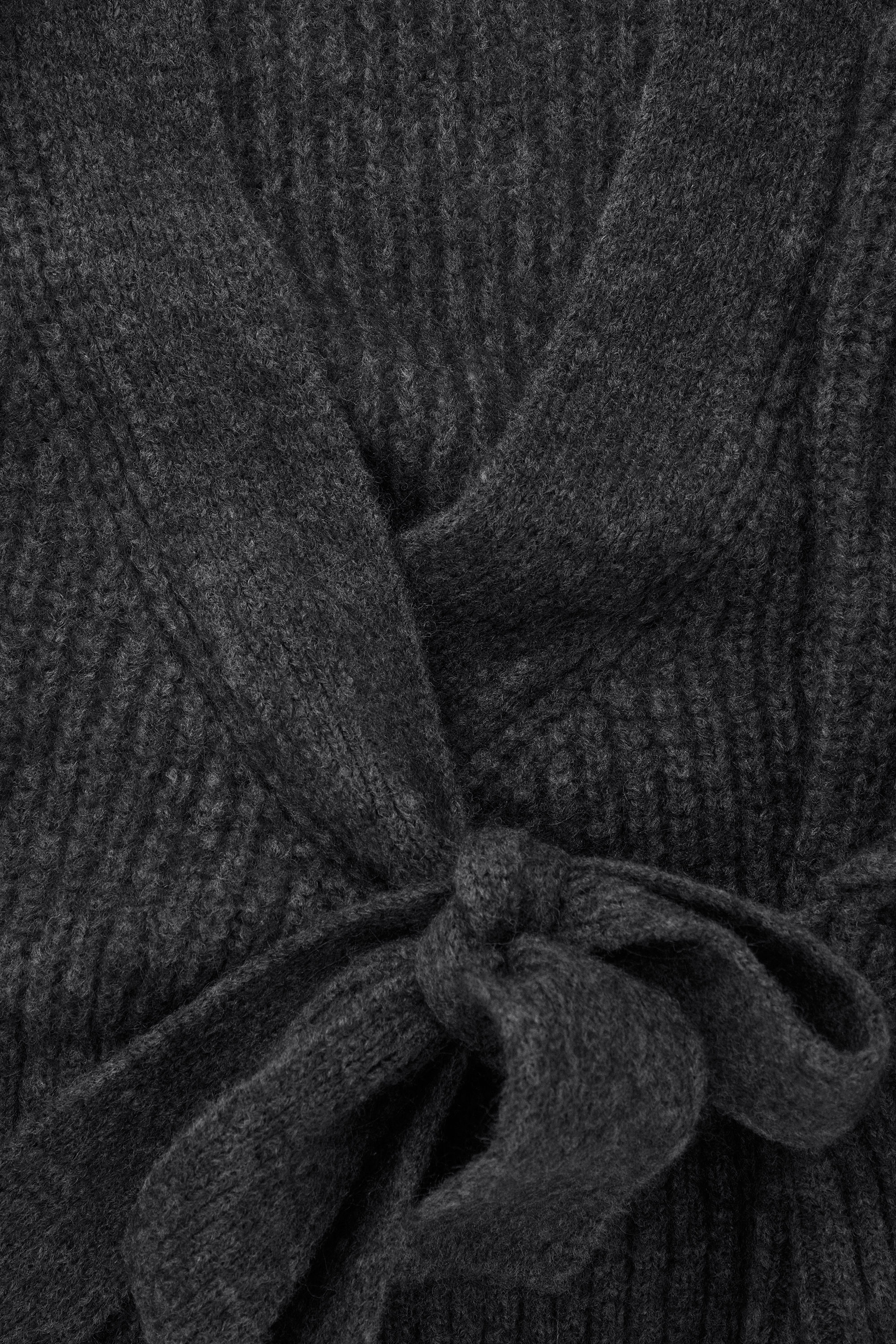 TEXTURED ALPACA-BLEND WRAP CARDIGAN DARK GREY MÉLANGE COS
