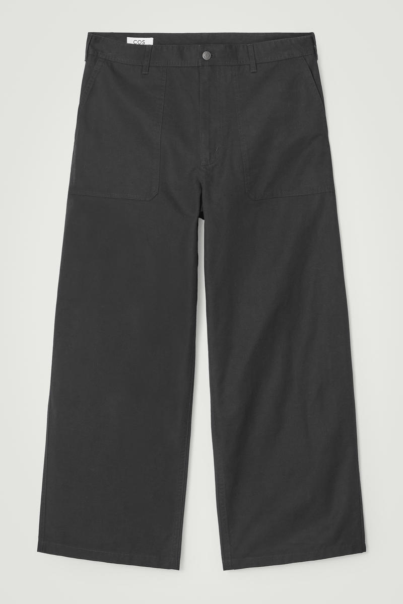 Wide-Leg Cotton Utility Trousers