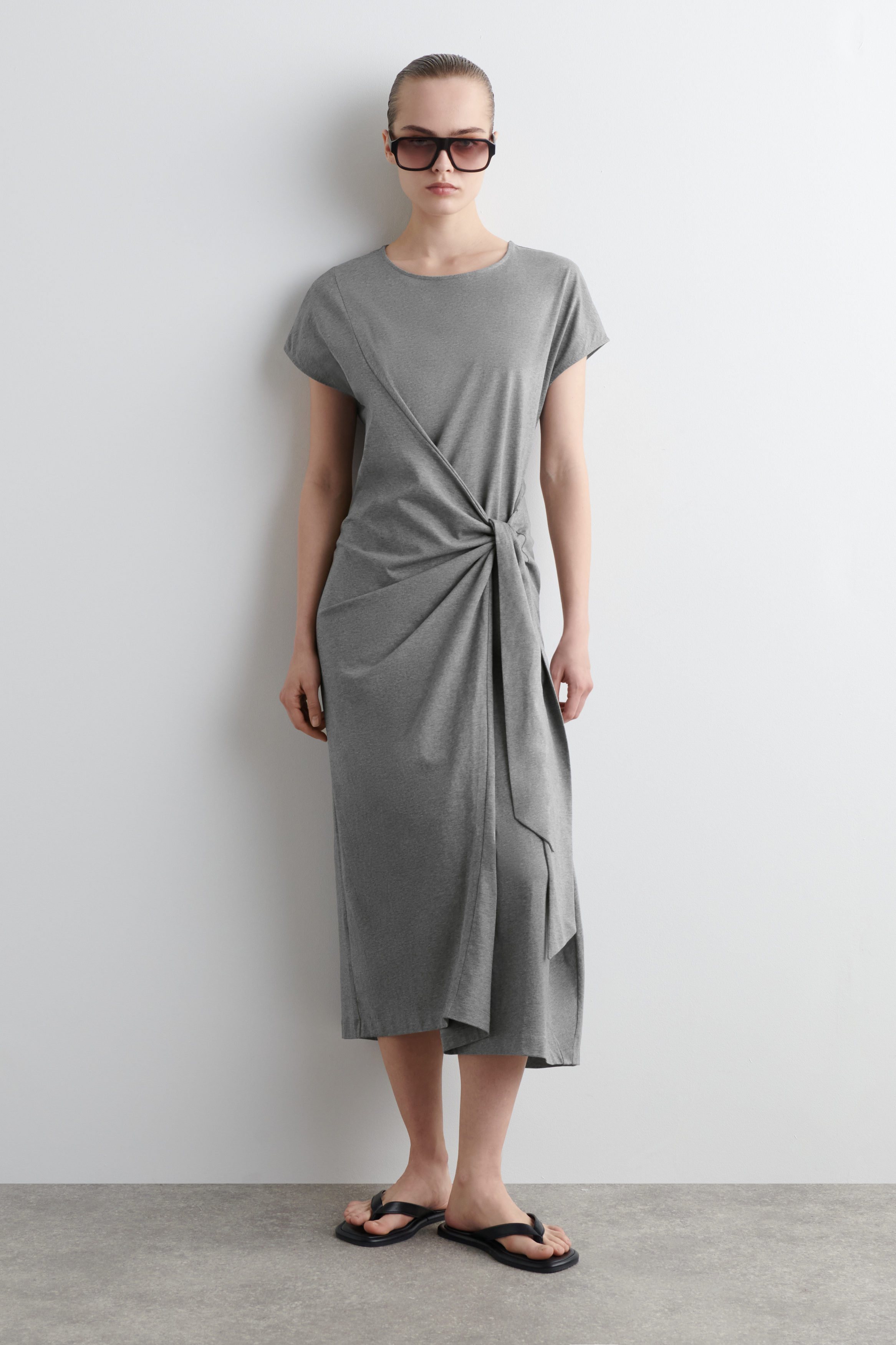 WRAP-FRONT T-SHIRT DRESS - GRAY | COS