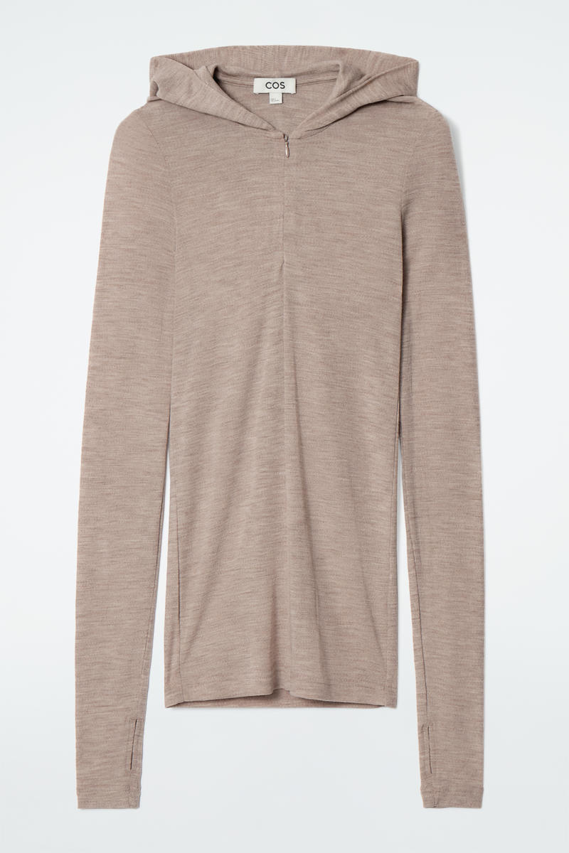 Slim Half-Zip Wool Hoodie