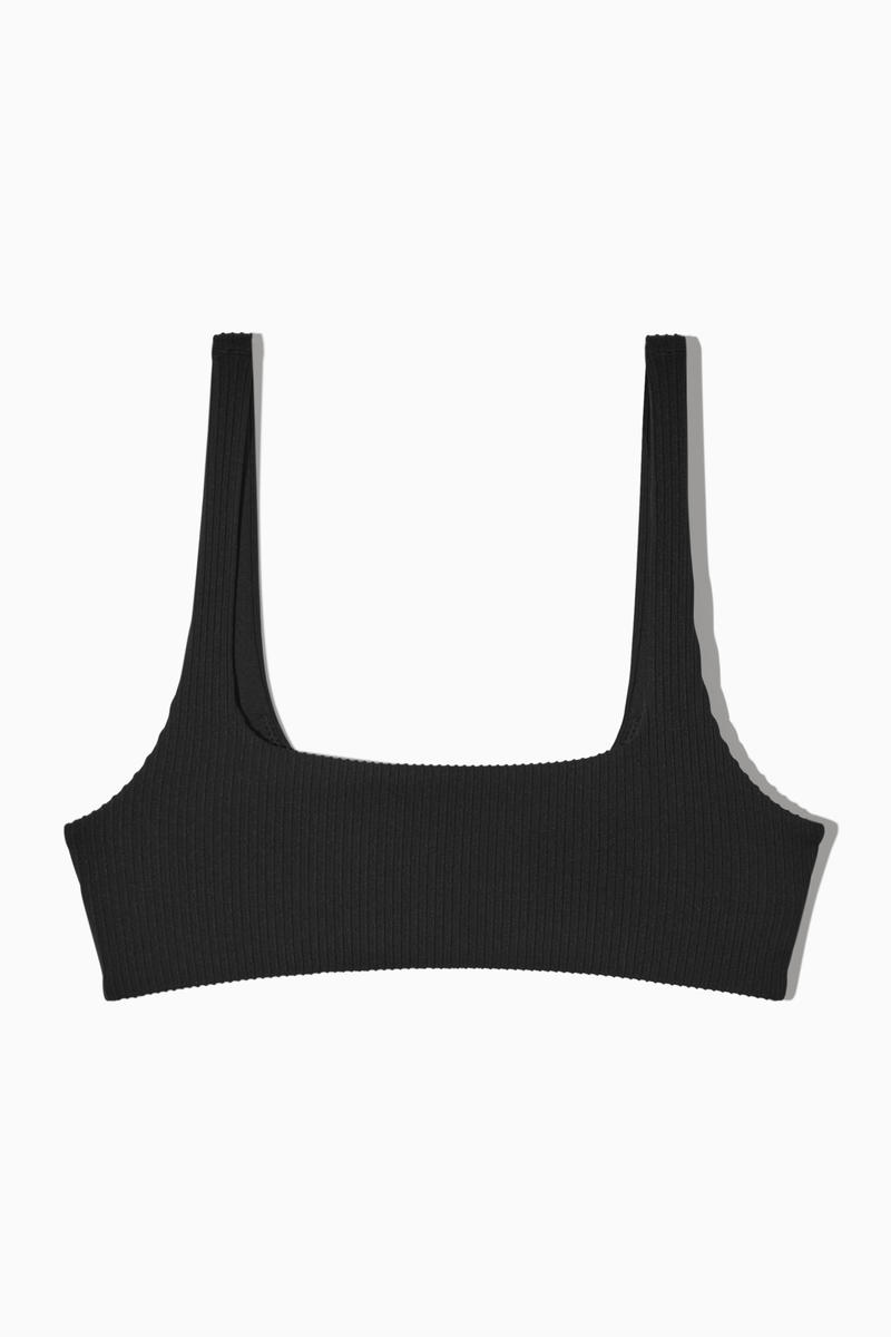 Square-Neck Ribbed Bikini Top