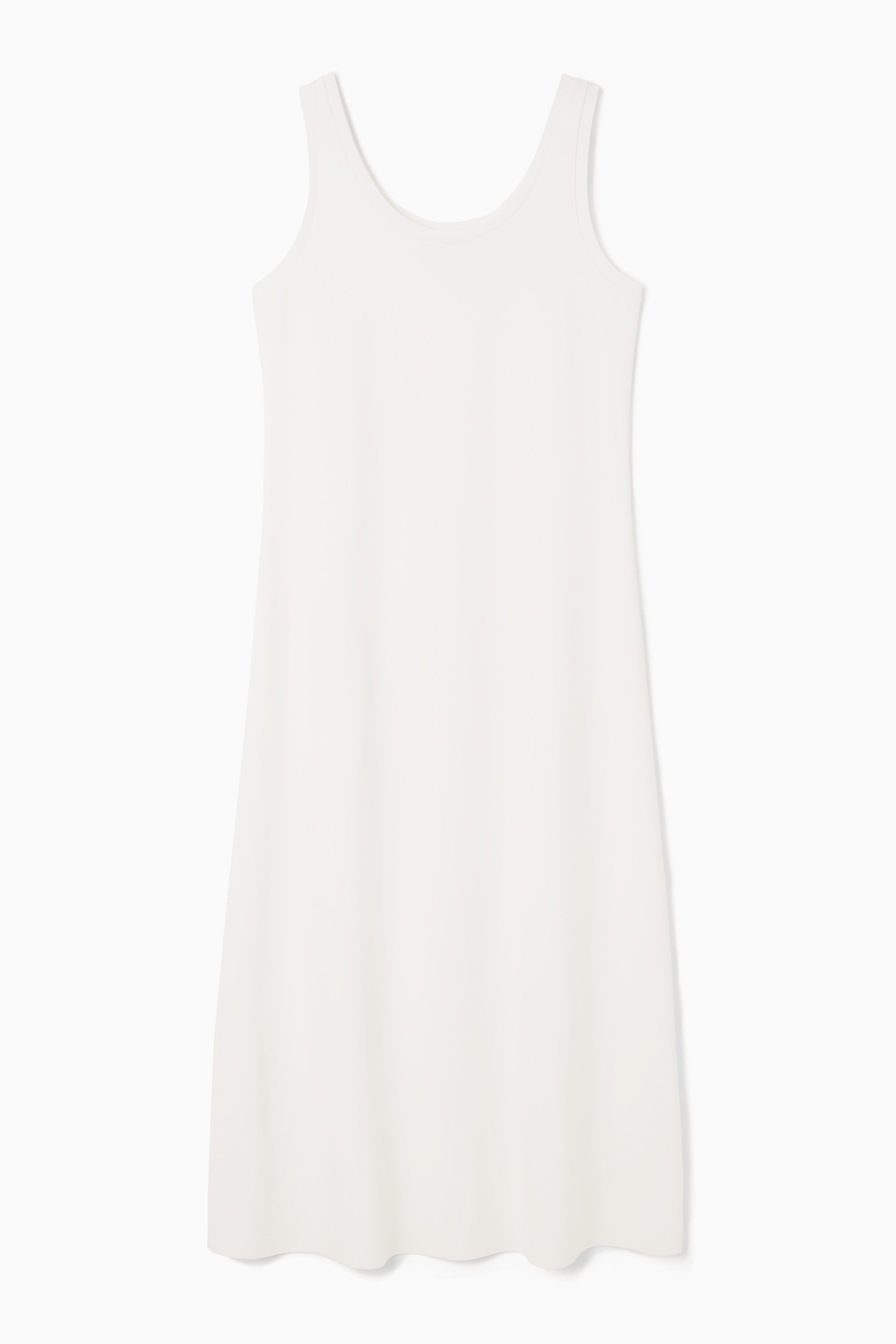 SCOOP-NECK JERSEY MIDI DRESS - WHITE