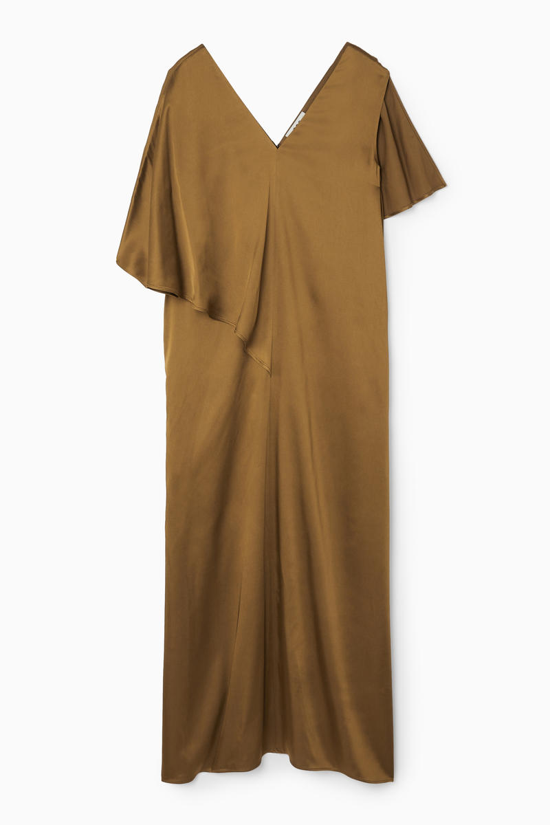 Asymmetric Satin Midi Dress