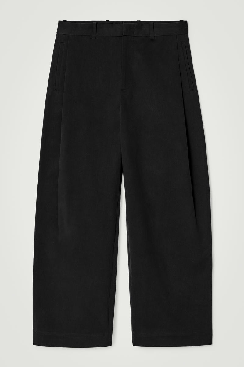 Pleated Cotton Wide-Leg Trousers