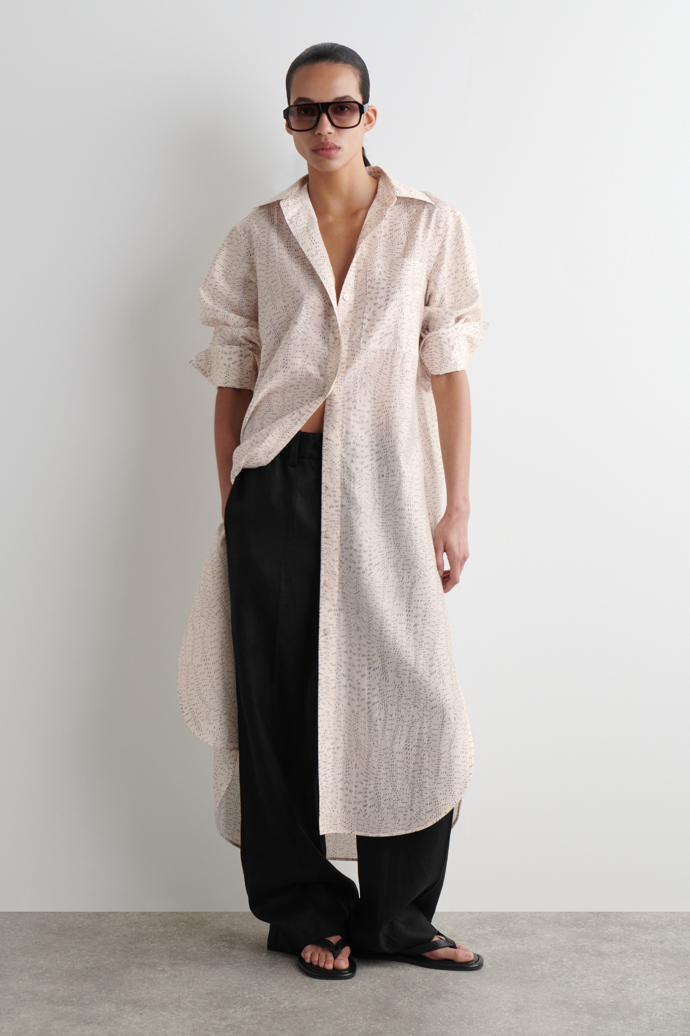 PRINTED FLUID SHIRT DRESS