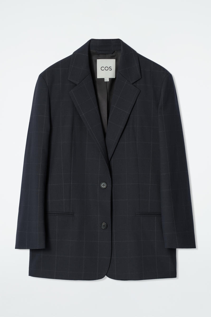 Oversized Windowpane-Check Blazer