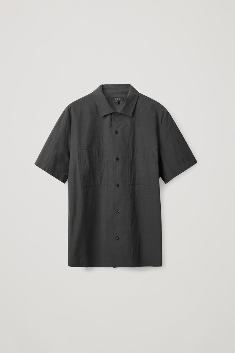 Cos Regular-fit Camp Collar Shirt In Verwaschenes Schwarz | ModeSens