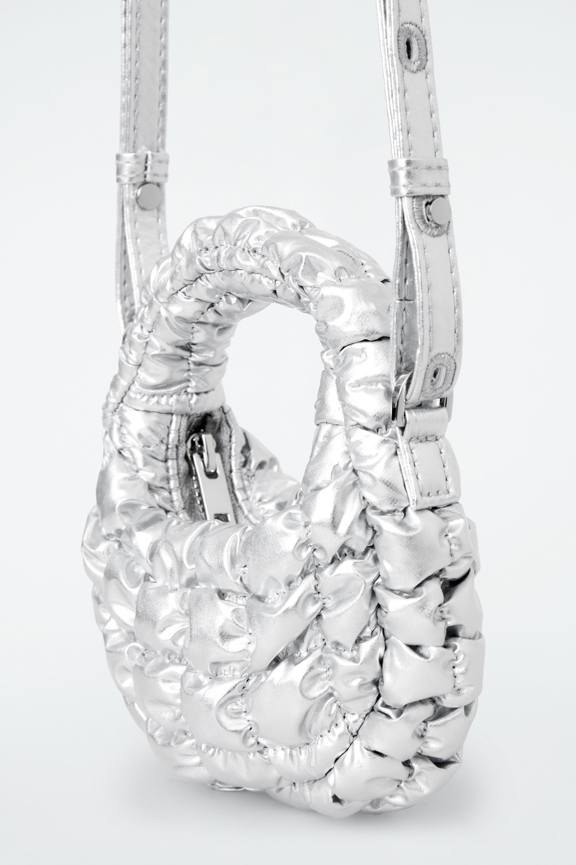 QUILTED NANO CROSSBODY BAG - SILVER | COS