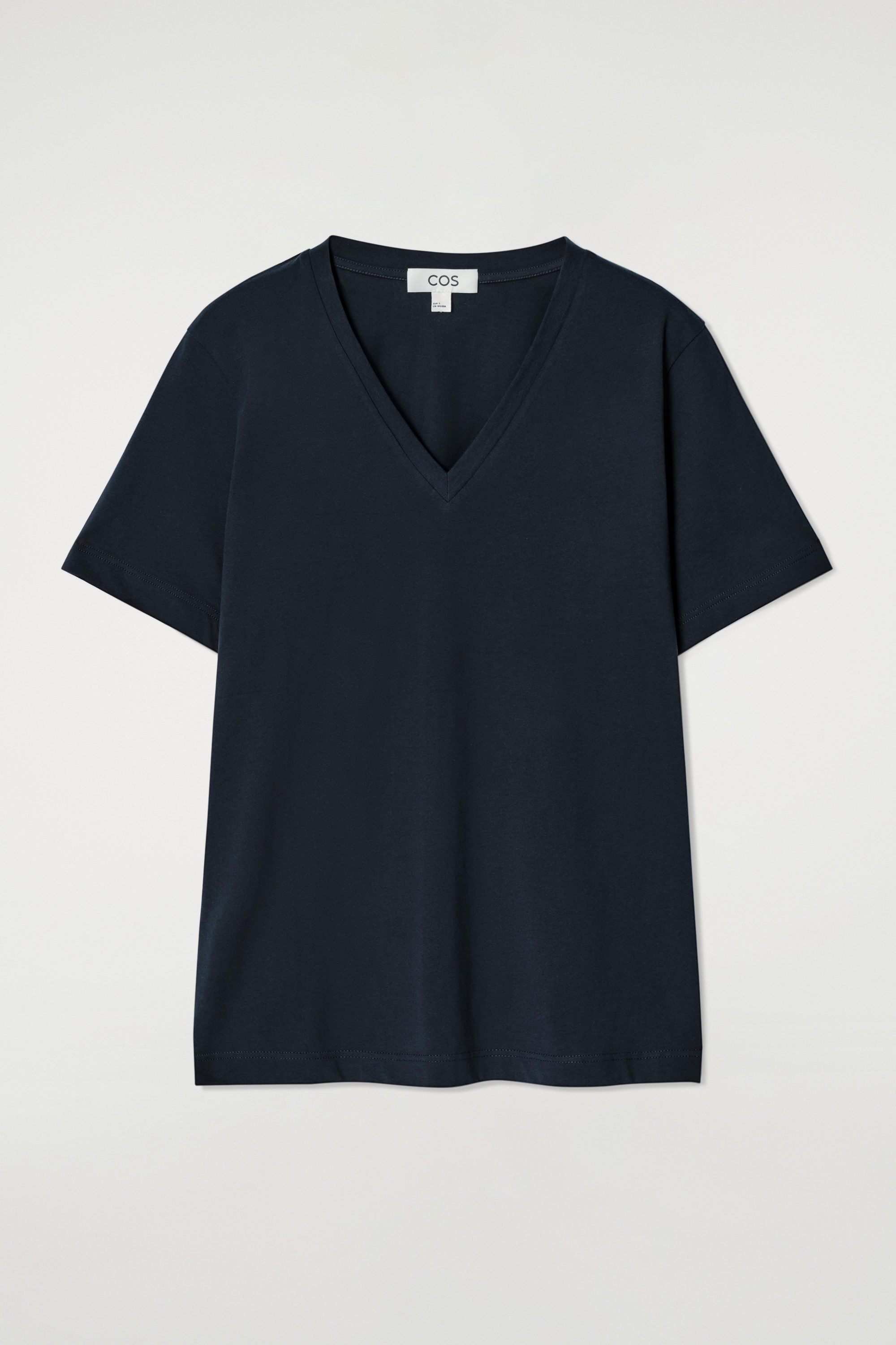 V-NECK COTTON T-SHIRT - LIGHT BEIGE / UNDYED | COS