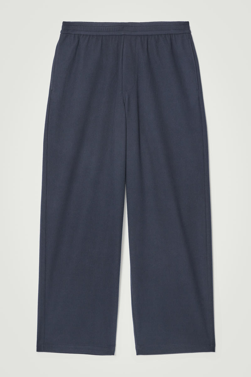 Elasticated Corduroy-Jersey Trousers in Blue